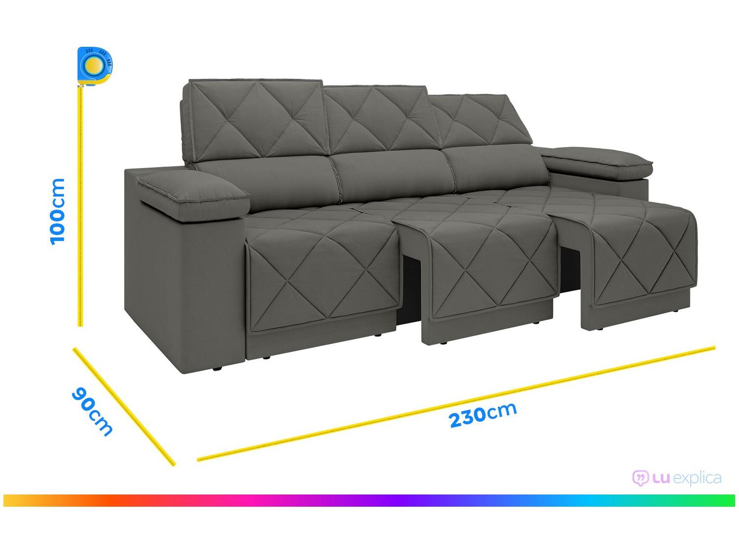 Sofá 4 Lugares Retrátil Reclinável Suede Dante Next Sofás