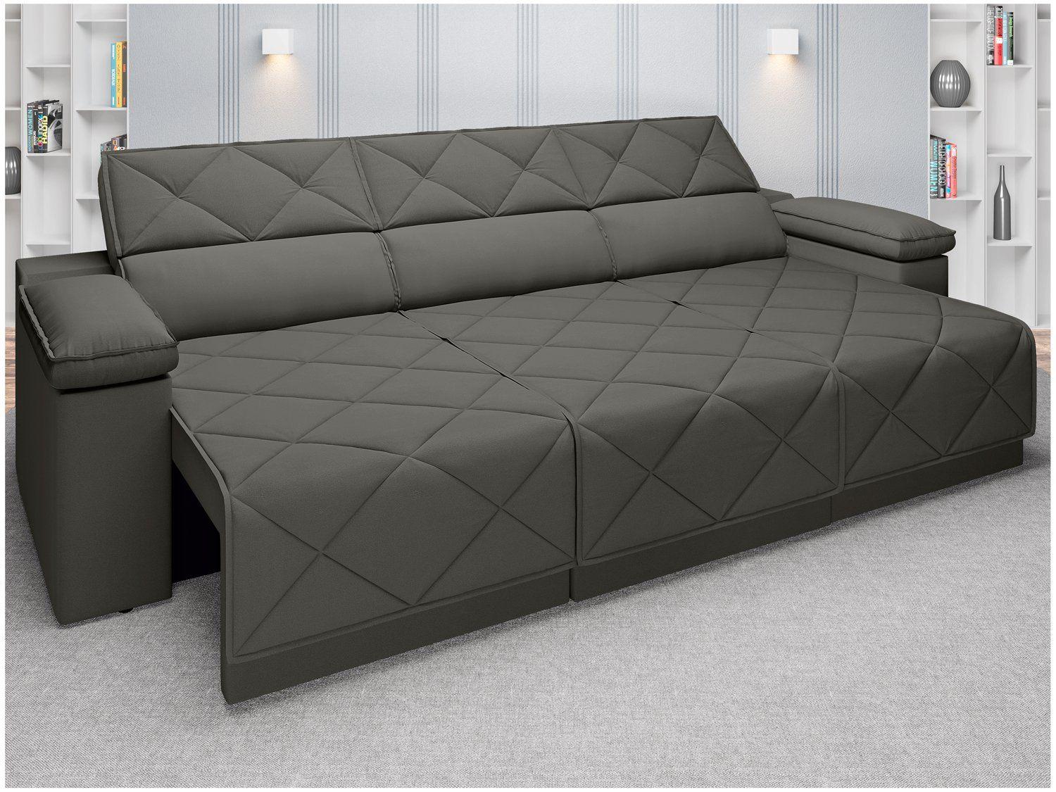 Sofá 4 Lugares Retrátil Reclinável Suede Dante Next Sofás