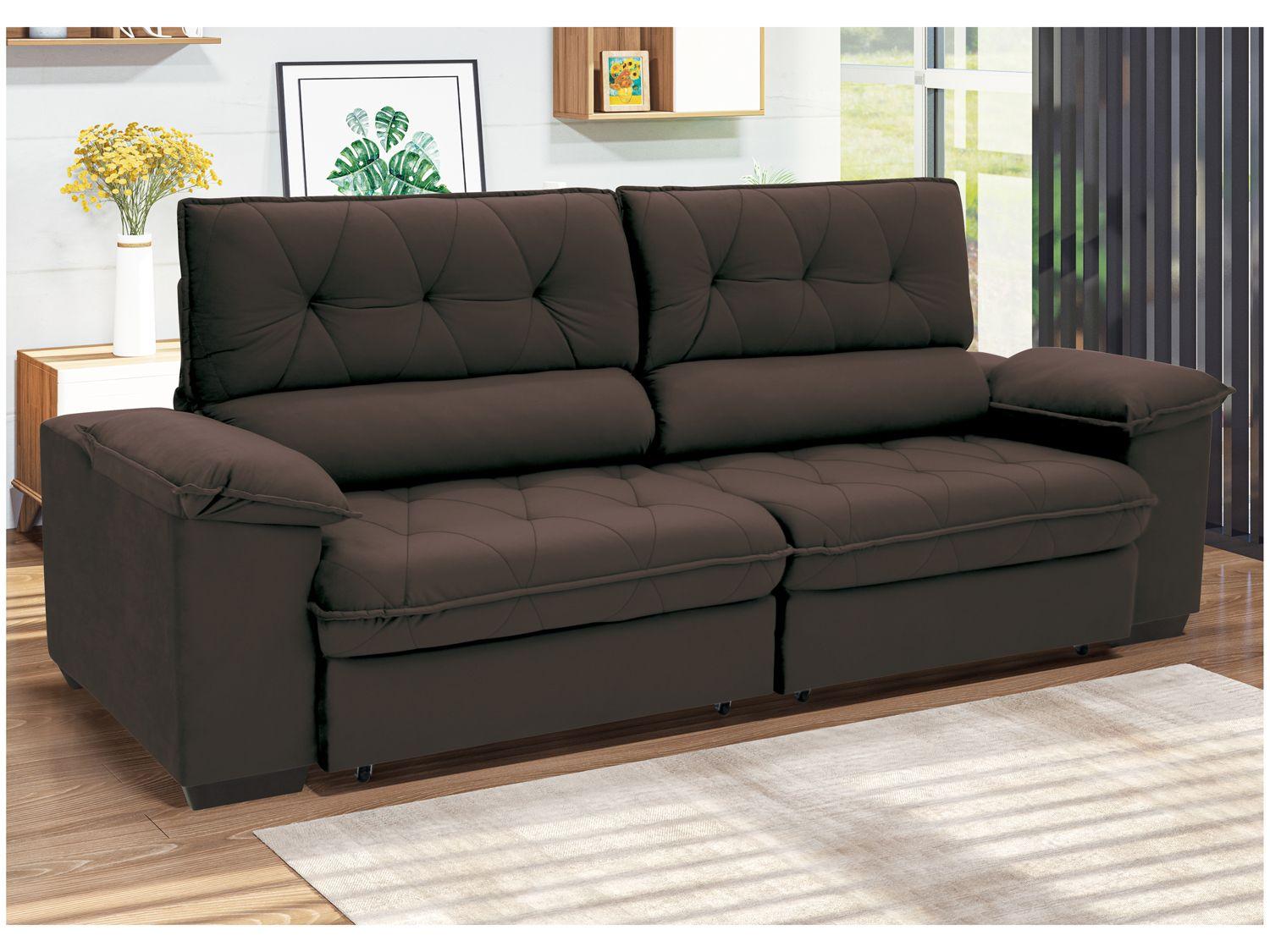 Sofá 4 Lugares Retrátil Reclinável Suede Hannover Linoforte