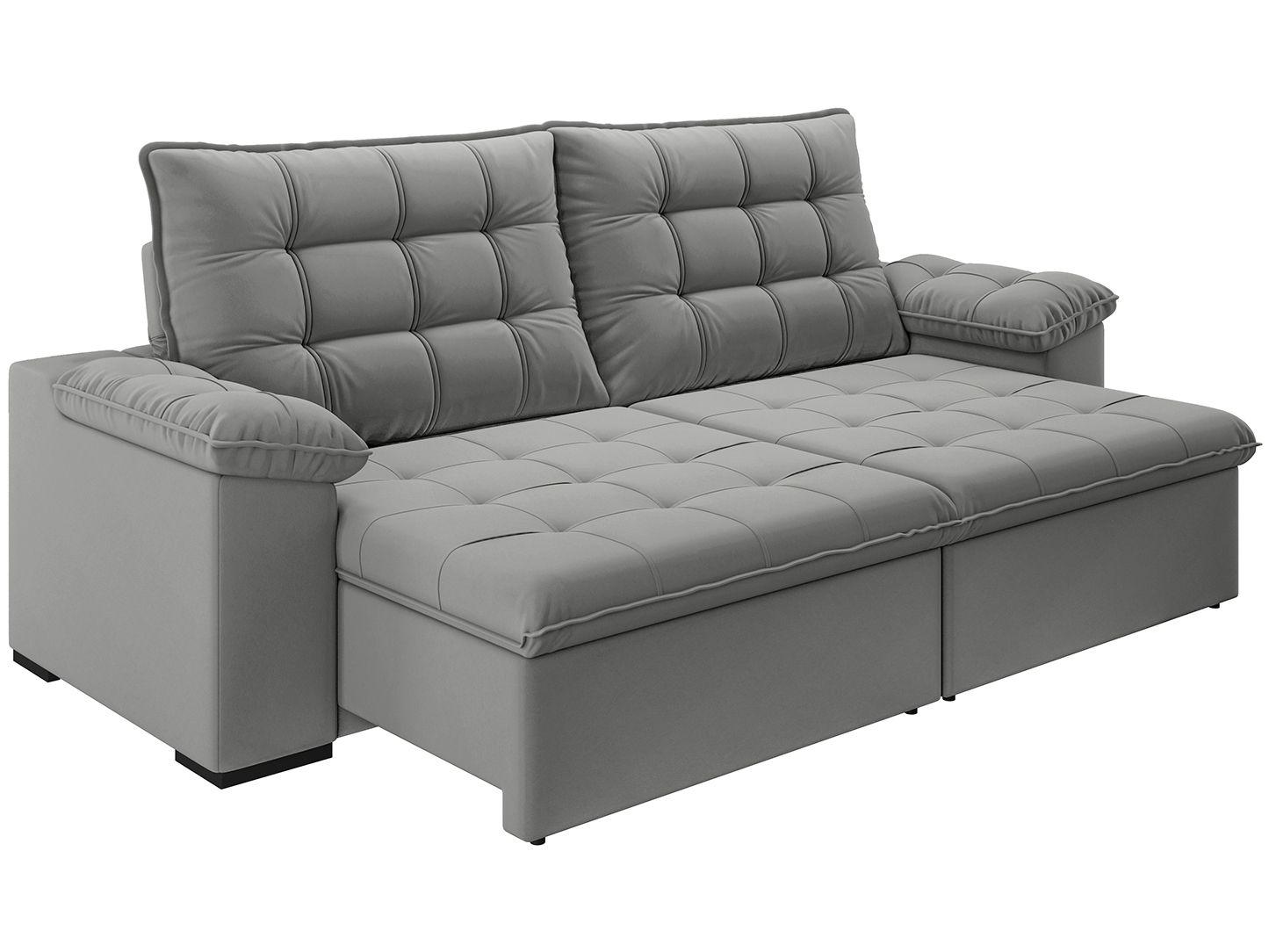 Sofá 4 Lugares Retrátil Reclinável Suede Veludo Dallas Flexforma Estofados