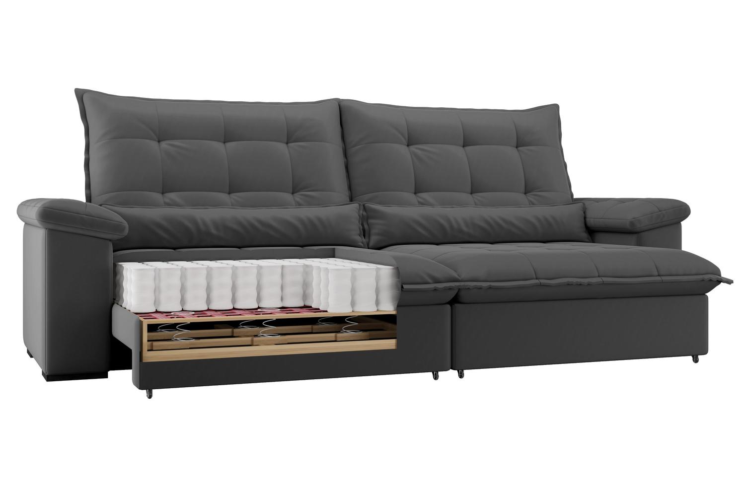 Sofá 4 Lugares Retrátil Reclinável Suede Veludo Molas Ensacadas Módena Flexforma Estofados