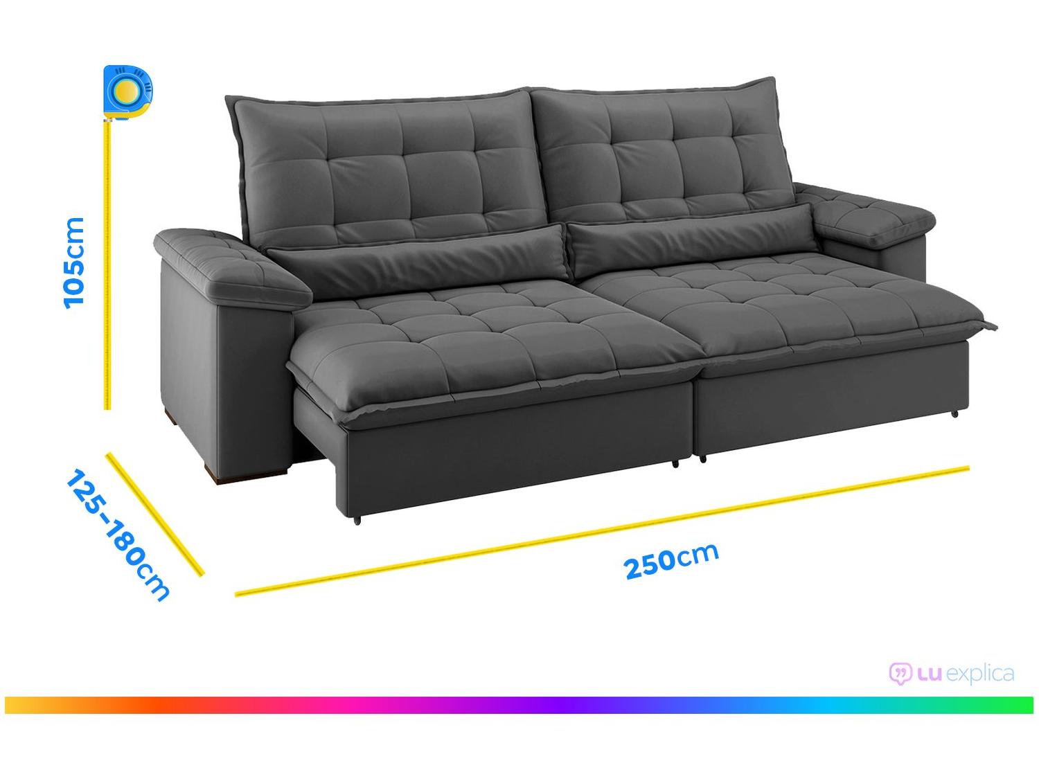 Sofá 4 Lugares Retrátil Reclinável Suede Veludo Molas Ensacadas Módena Flexforma Estofados