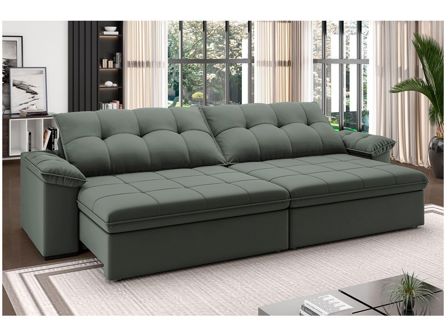 Sofá 4 Lugares Retrátil Reclinável Suede Veludo Triiton Flexforma Estofados