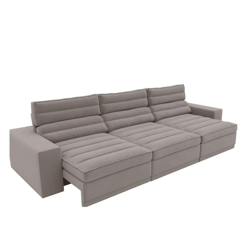 Sofá 5 Lugares Retrátil e Reclinável Avant Suede Cinza Escuro Mobly Sofás Magazine Luiza