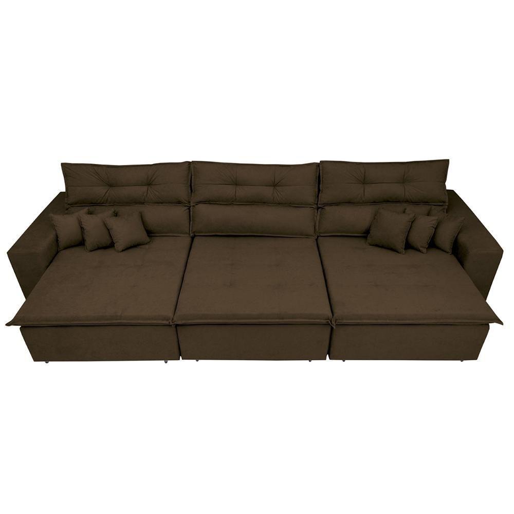 Sofá Cairo 3,52m Retrátil, Reclinável com Molas no Assento e 6