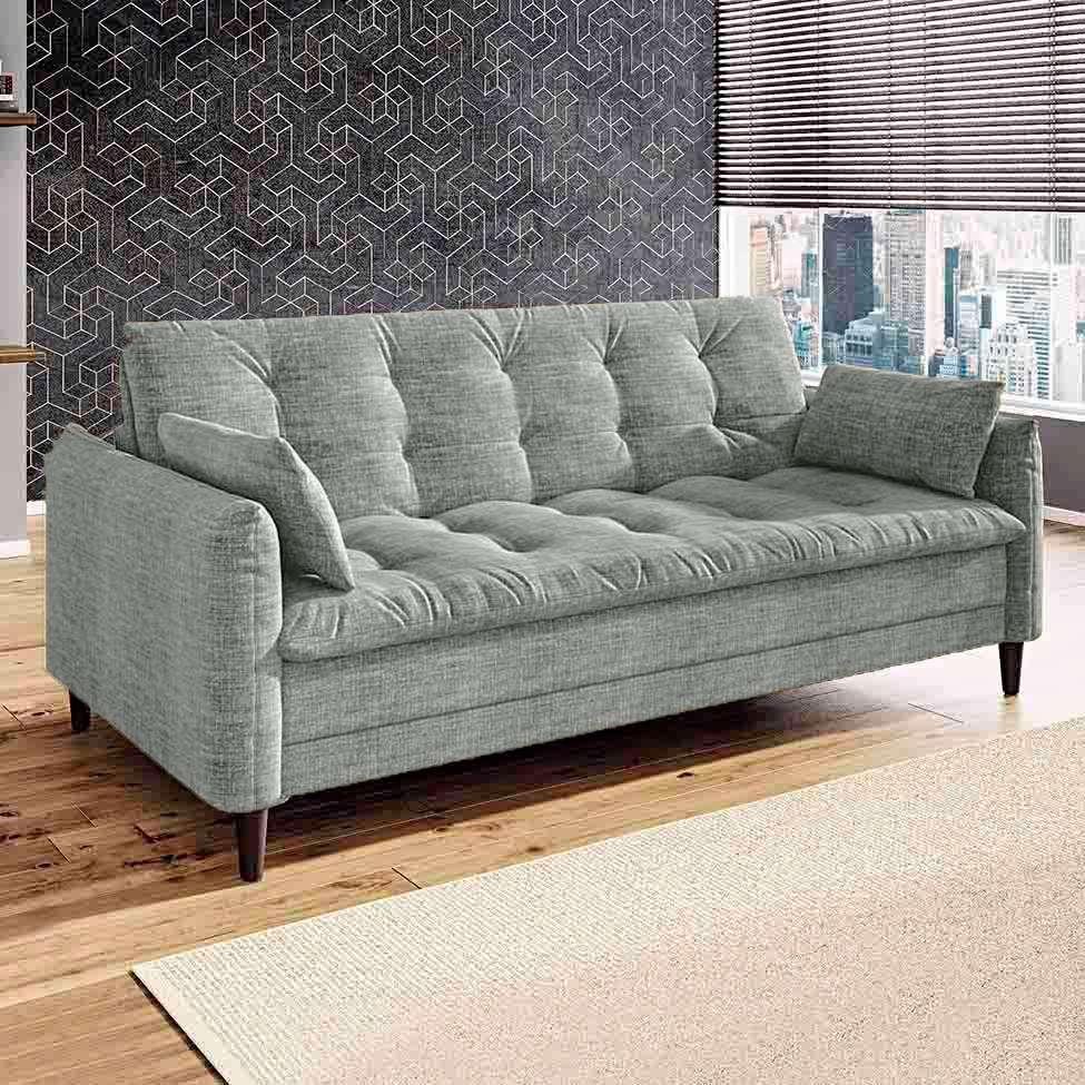 SofáCama 3 Lugares Casal Marília Suede Cinza Mobly SofáCama Magazine Luiza