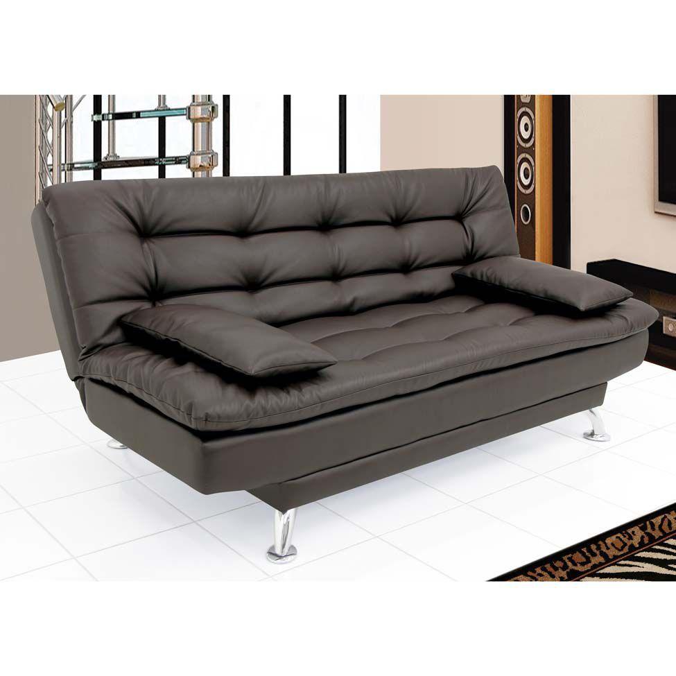 SofáCama 3 Lugares Casal Premium Couro Sintético Café Mobly Sofá 3