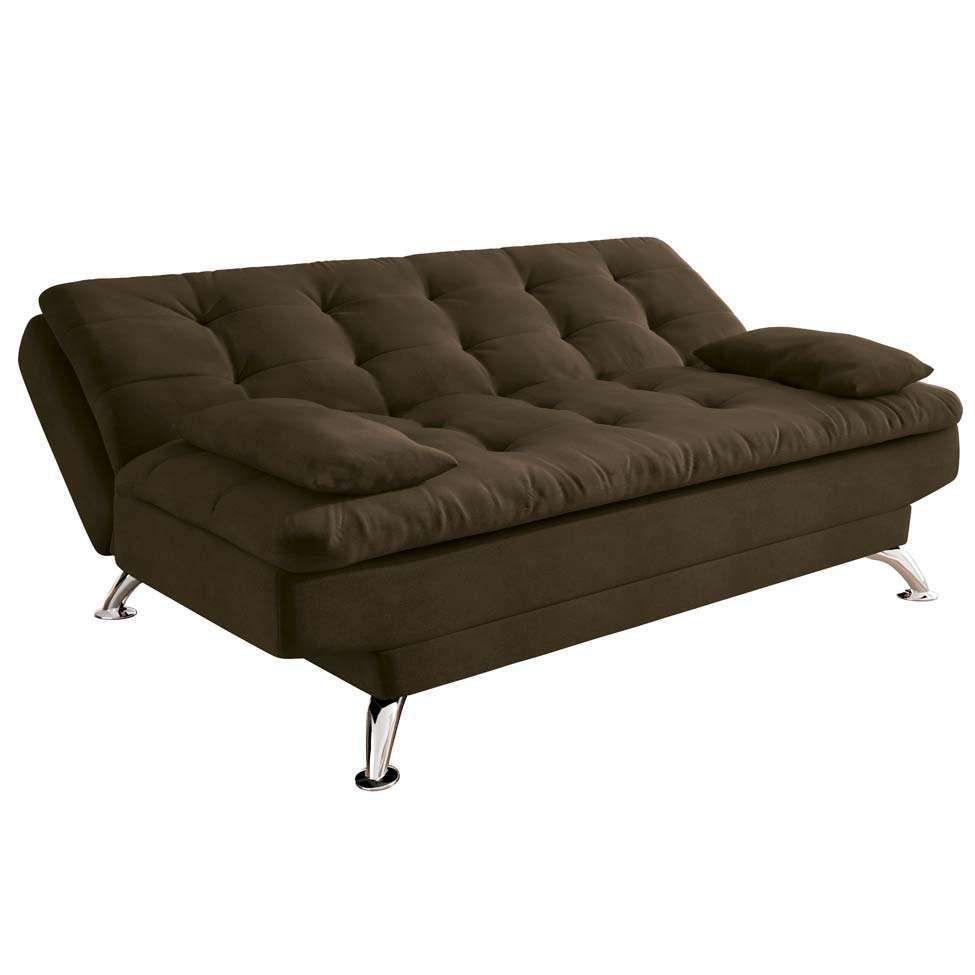 SofáCama 3 Lugares Casal Premium II Suede Café Mobly