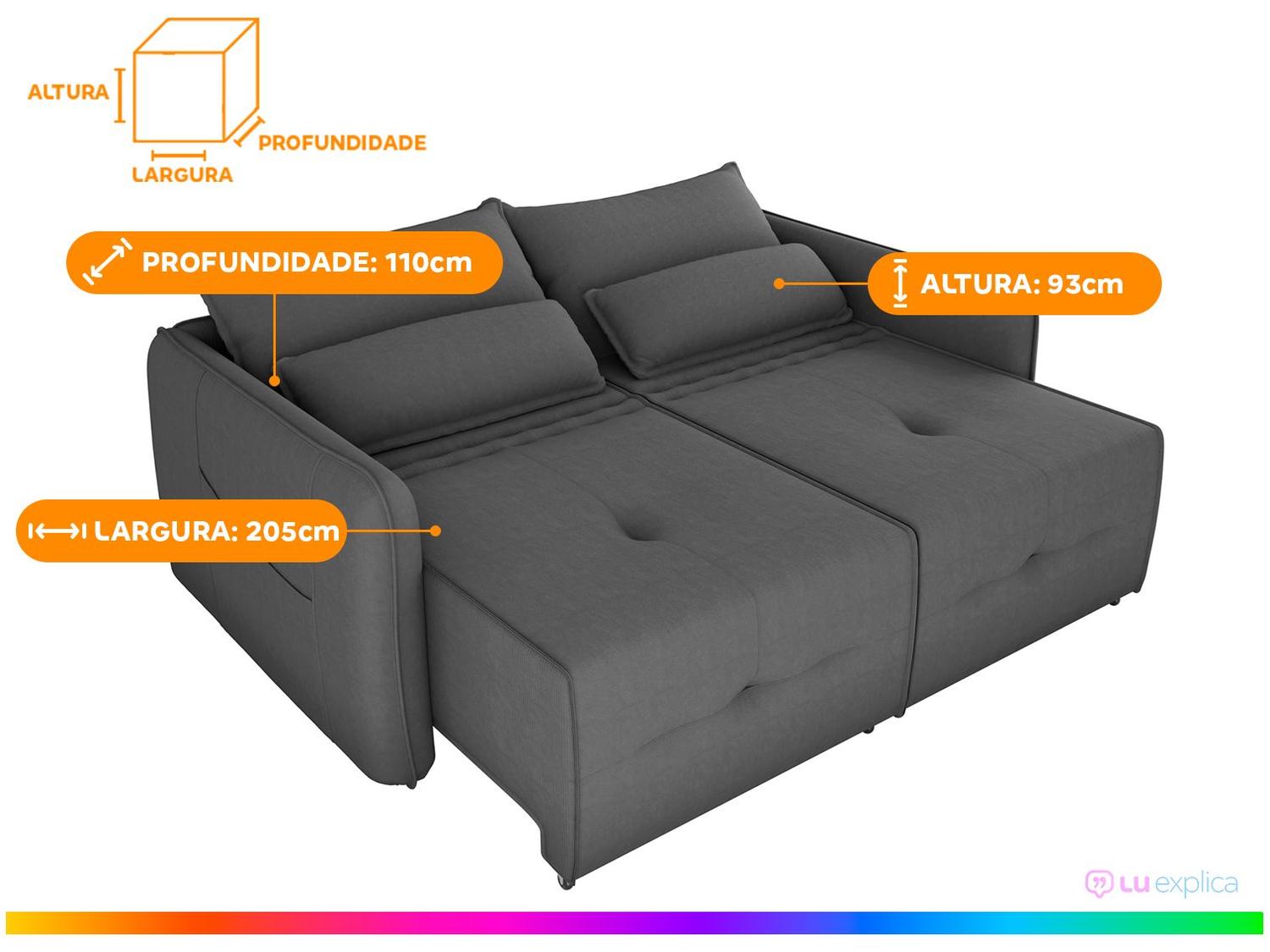 Sofá-cama 3 Lugares Casal Reclinável Veludo Matrix Celine