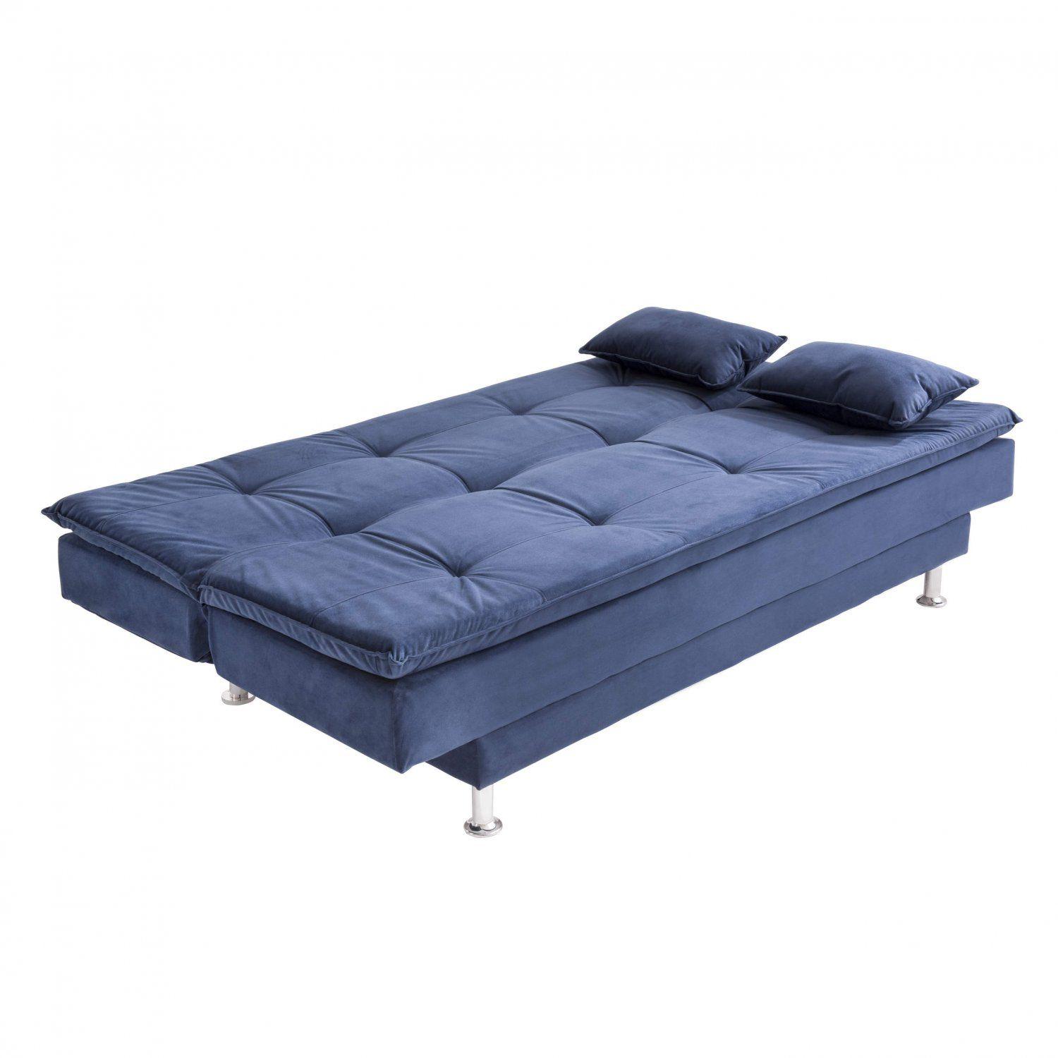 Sofá Cama 3 Lugares Dobrável Liverpool Arte Cúbica Estofados Azul