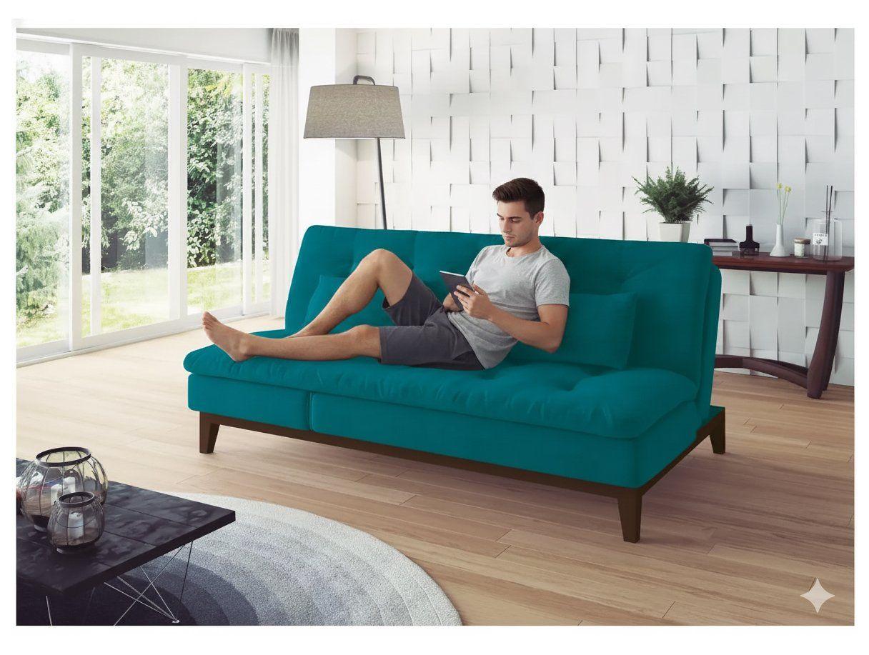 Sofá-cama 3 Lugares Reclinável Suede Linoforte Jade | Shopping Smiles