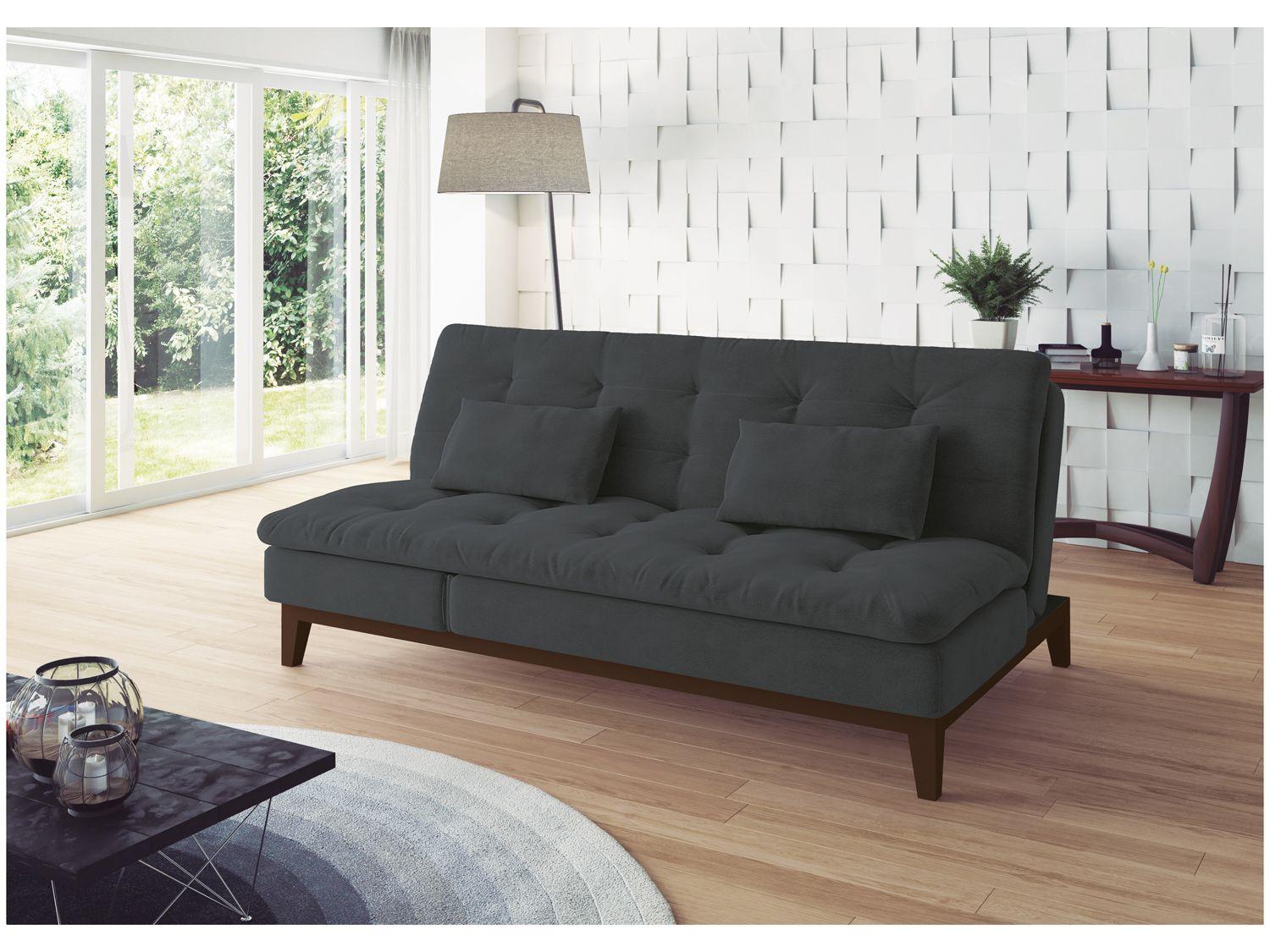 Sofá-cama 3 Lugares Reclinável Suede Linoforte Jade