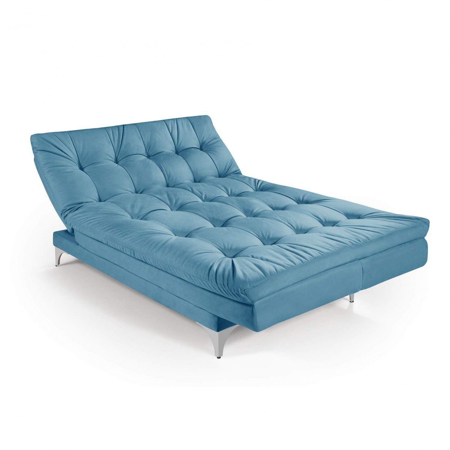 Sofá Cama 3 Lugares Versátil Império Estofados Azul Turquesa Sofá