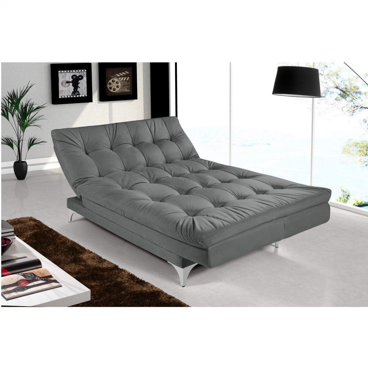 Sofá Cama 3 Lugares Versátil Império Estofados Cinza SofáCama