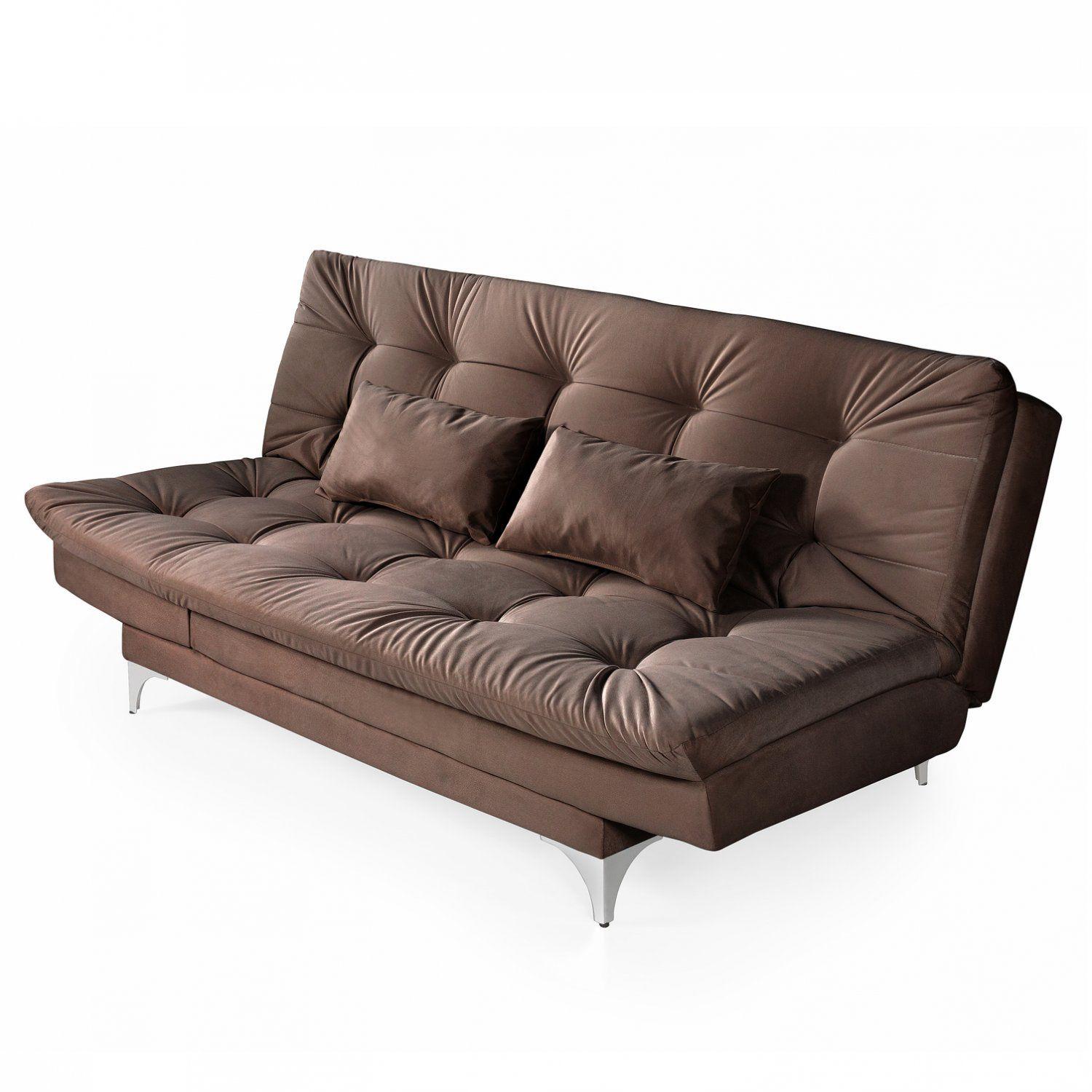 Sofá Cama 3 Lugares Versátil Império Estofados Marrom Sofás