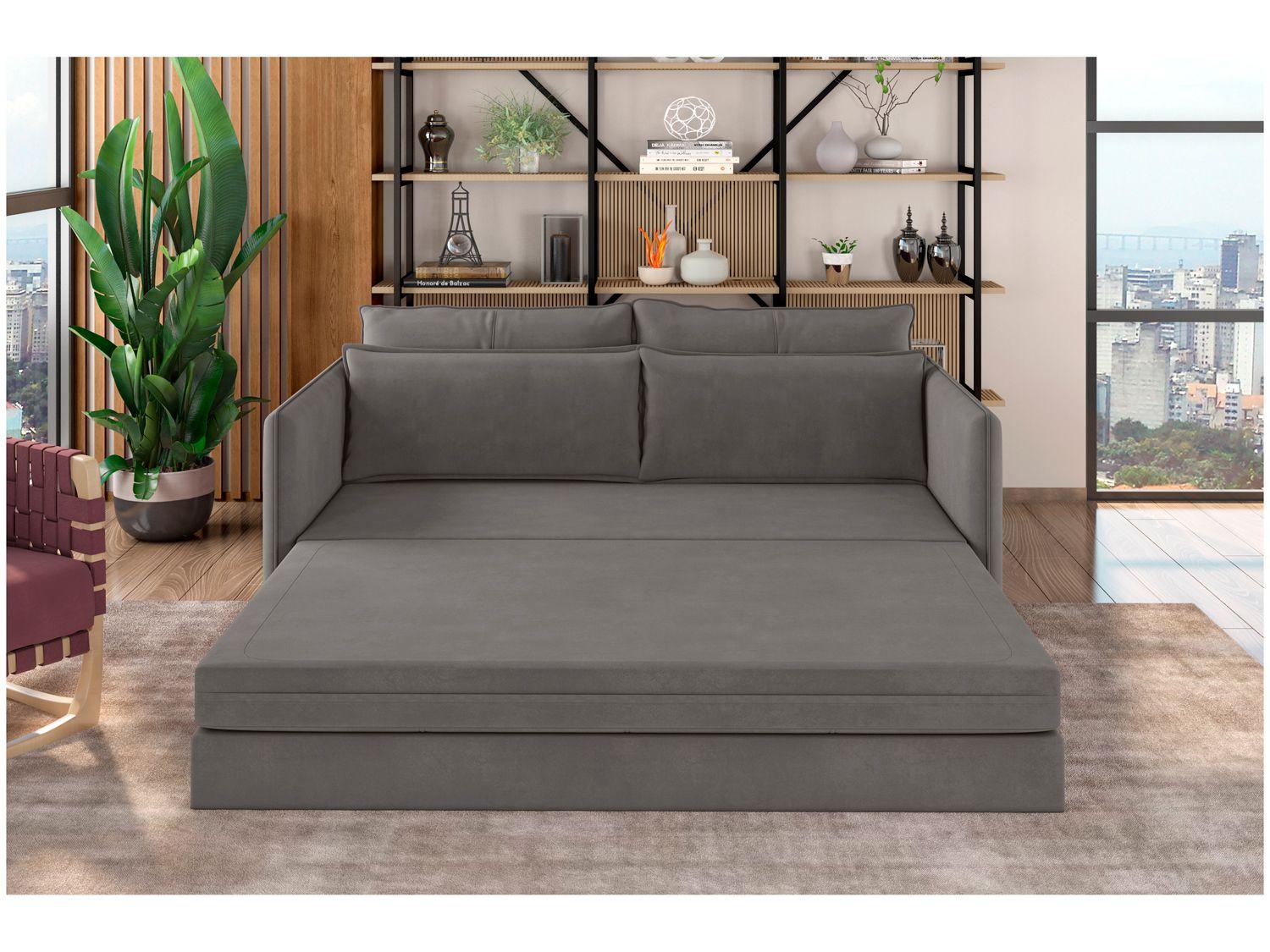 Sofá-cama Casal 2 Lugares Reclinável Retrátil Veludo Best House Luiza
