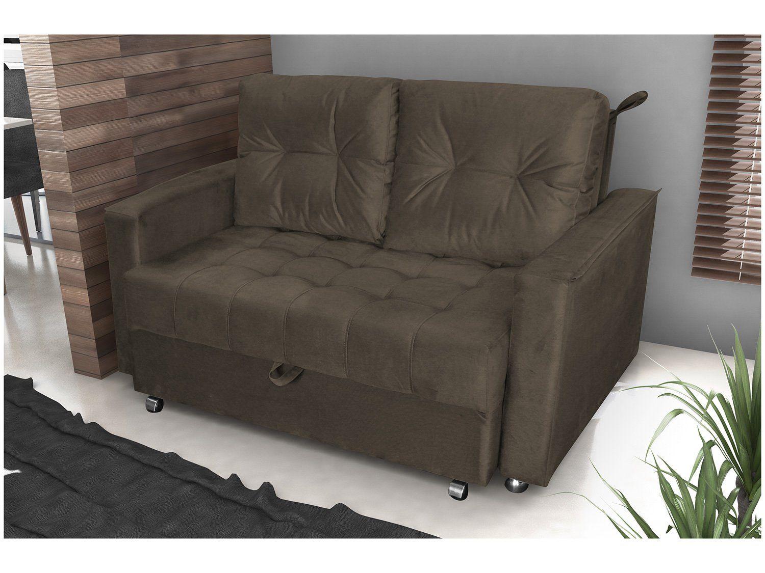 Sofá-cama Casal 2 Lugares Reclinável Veludo Matrix Drika