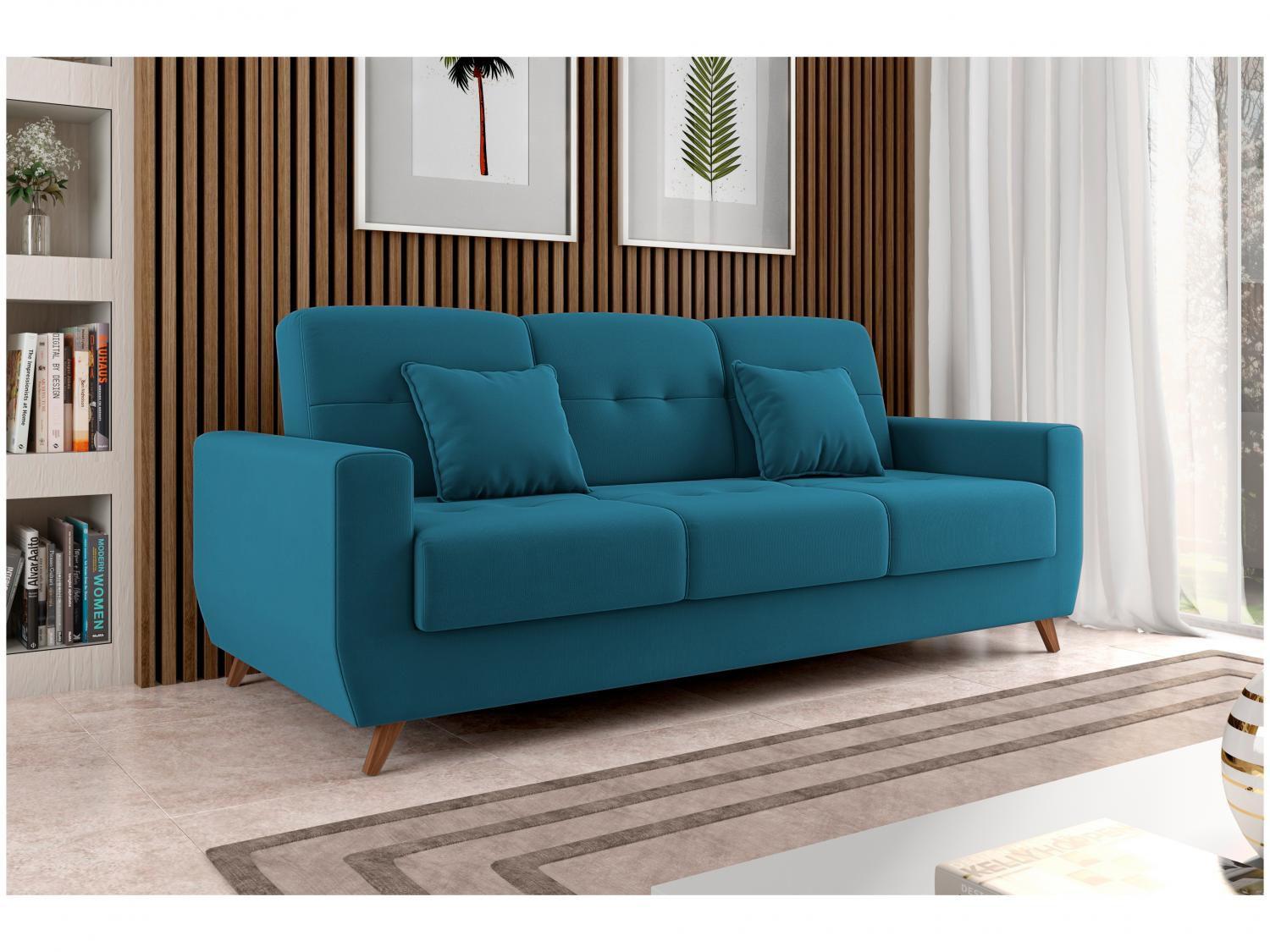 Sofá-cama Casal 3 Lugares com Baú Reclinável Veludo Matrix Pâmela