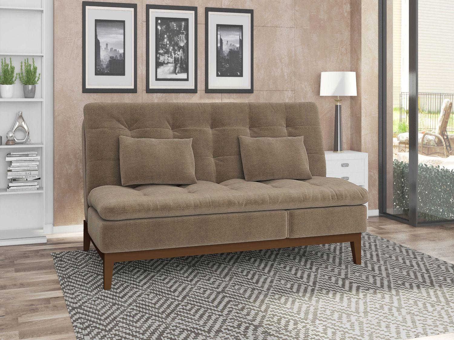 SofáCama Casal 3 Lugares Suede Reclinável Linoforte Jade Sofás