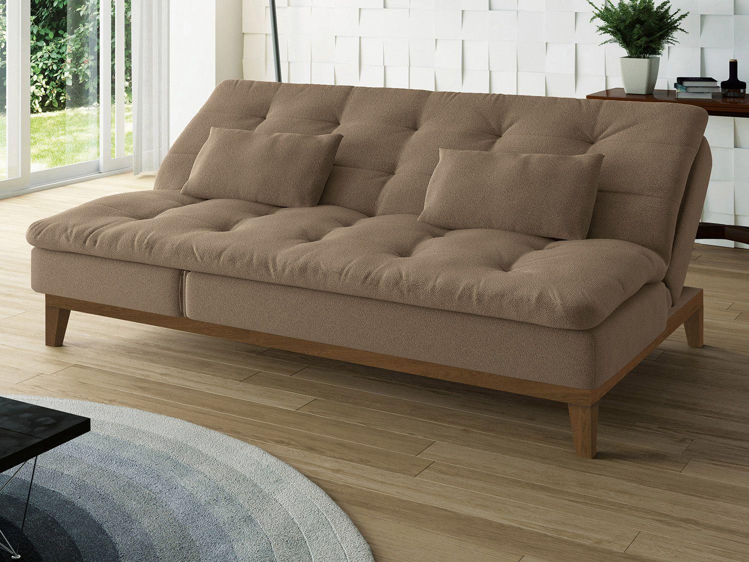 SofáCama Casal 3 Lugares Suede Reclinável Linoforte Jade Sofás