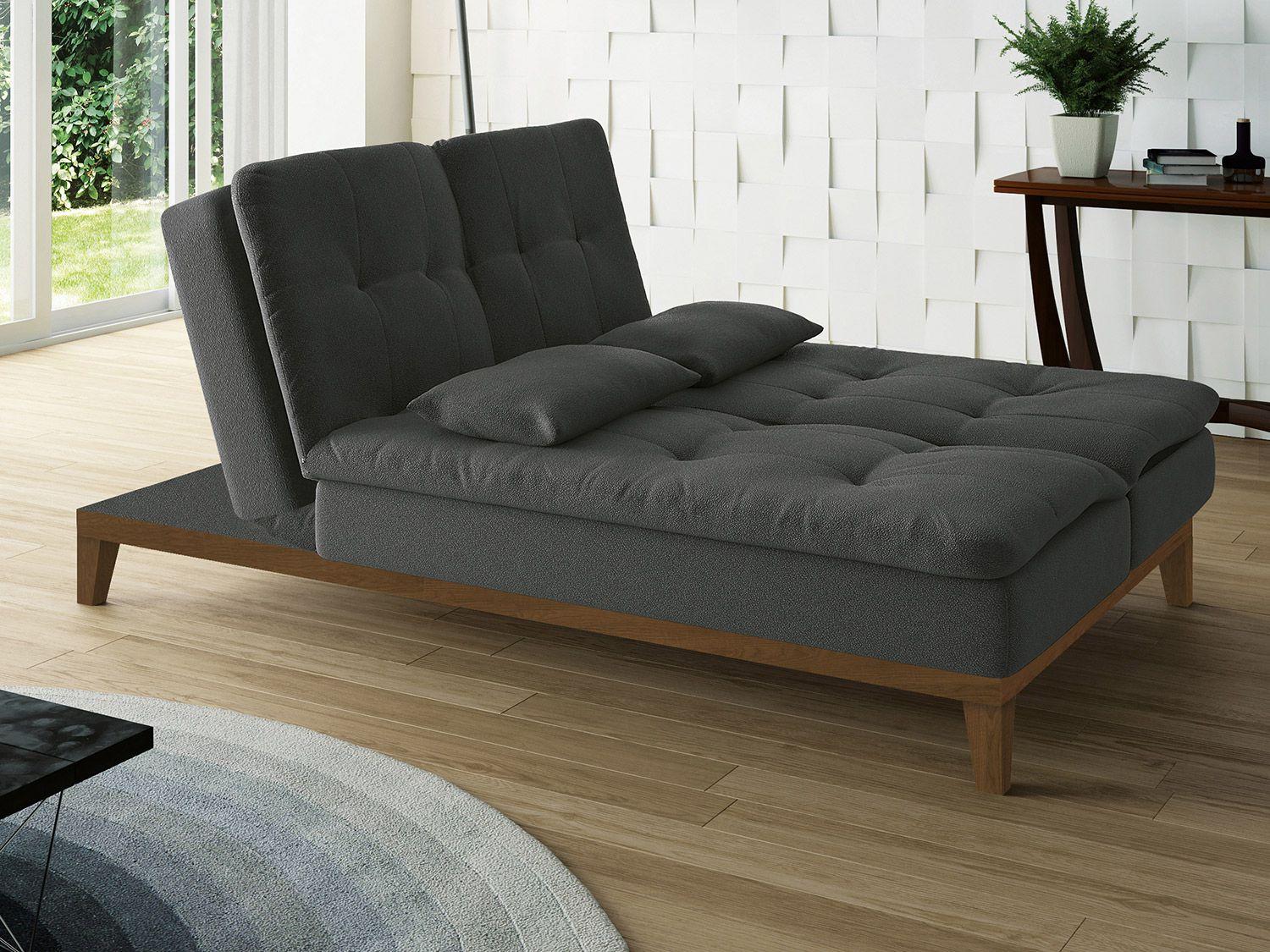 SofáCama Casal 3 Lugares Suede Reclinável Linoforte Jade Sofá 2