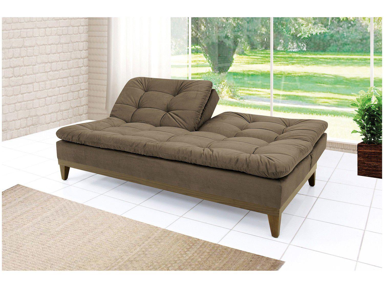 SofáCama Casal 3 Lugares Suede Reclinável Linoforte Jully Sofá