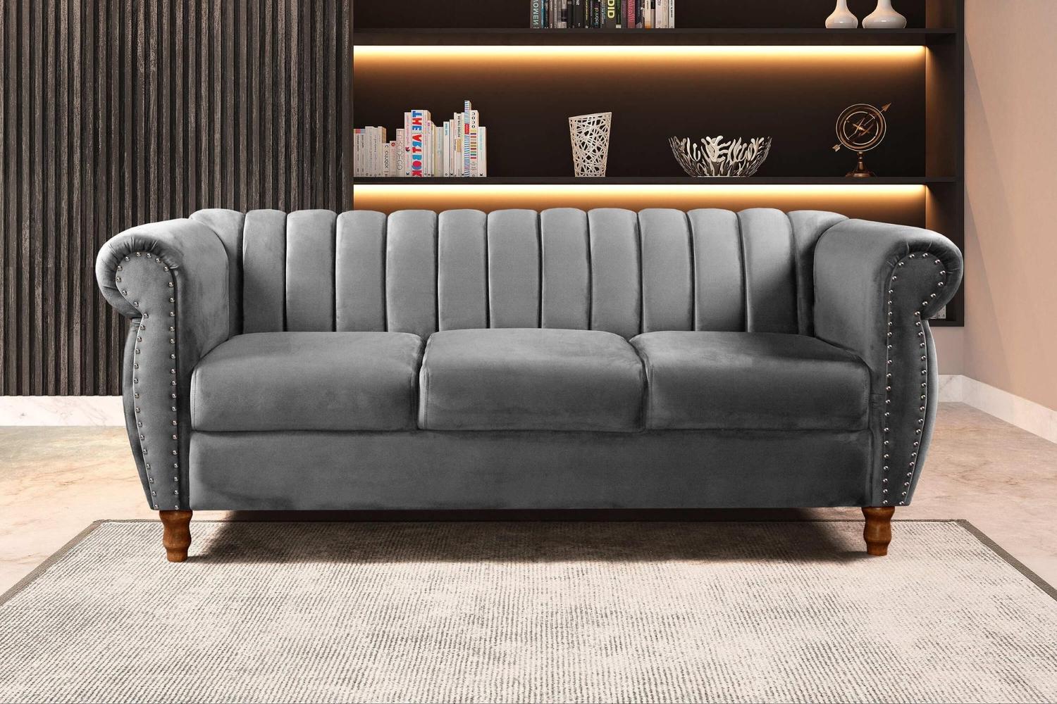 Chesterfield gray sofa discount