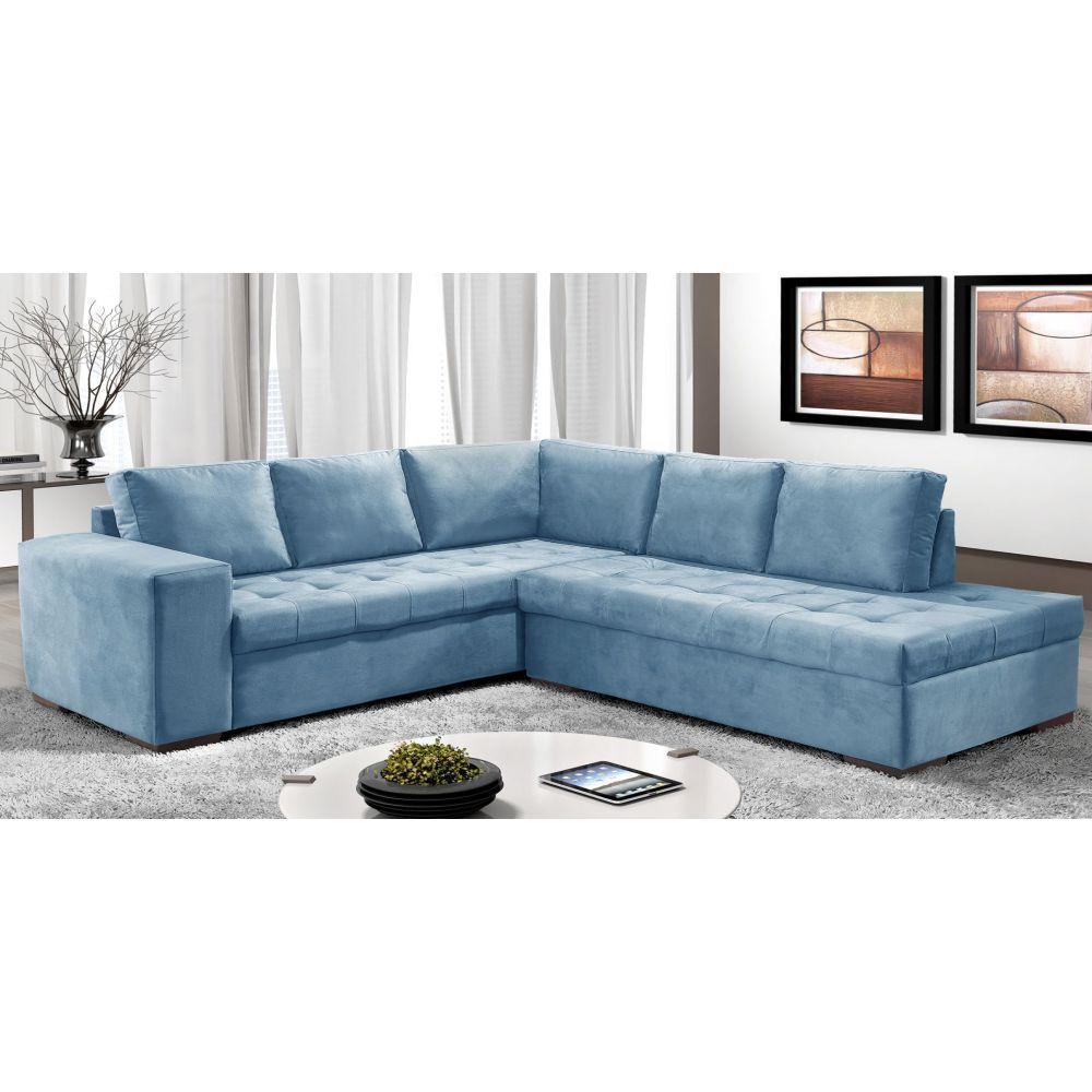 Sofa De Canto Com Chaise 2 24m Mp977 Plataforma Estofados Azul Bebe Cestaplus Moveis Para Sala De Estar Magazine Luiza