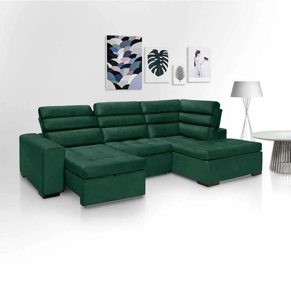 Sofa de Canto retratil e reclinavel com chaise Porto Verde A90 - Luapa - Sofá  de Canto - Magazine Luiza