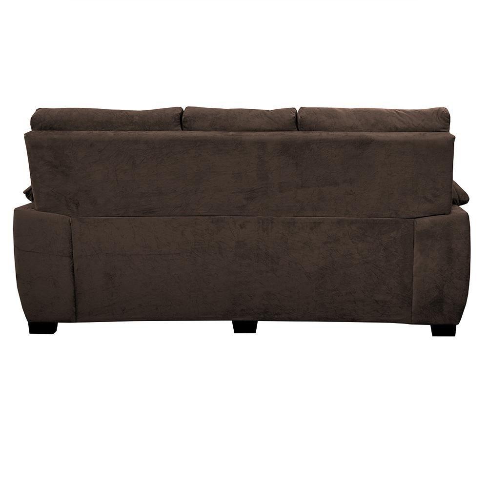 Sofá Luxemburgo 3 Lugares 2,02m Tecido Suede Café Moveis Marfim R.E