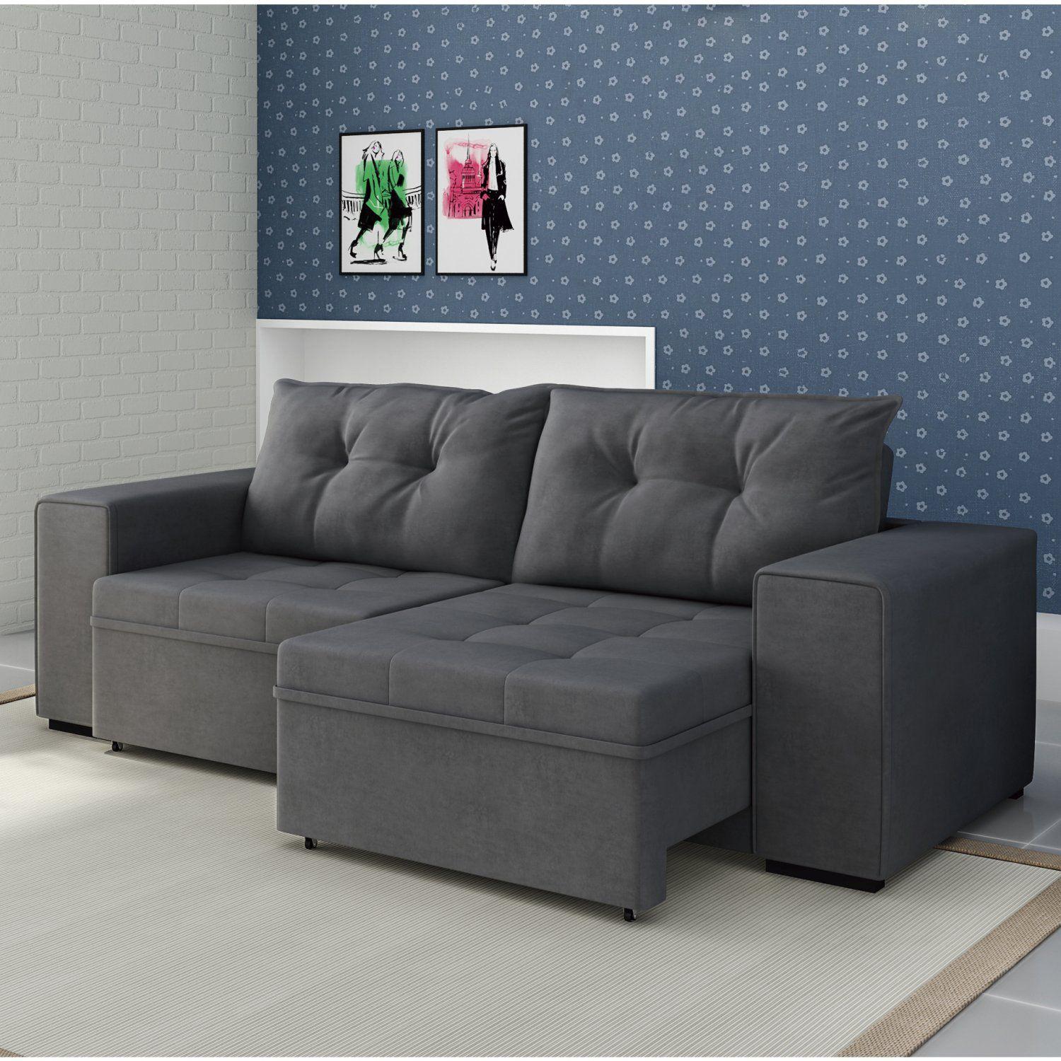 Sofá Retrátil 3 Lugares Palazzo Siena Móveis Grafite Sofás Magazine