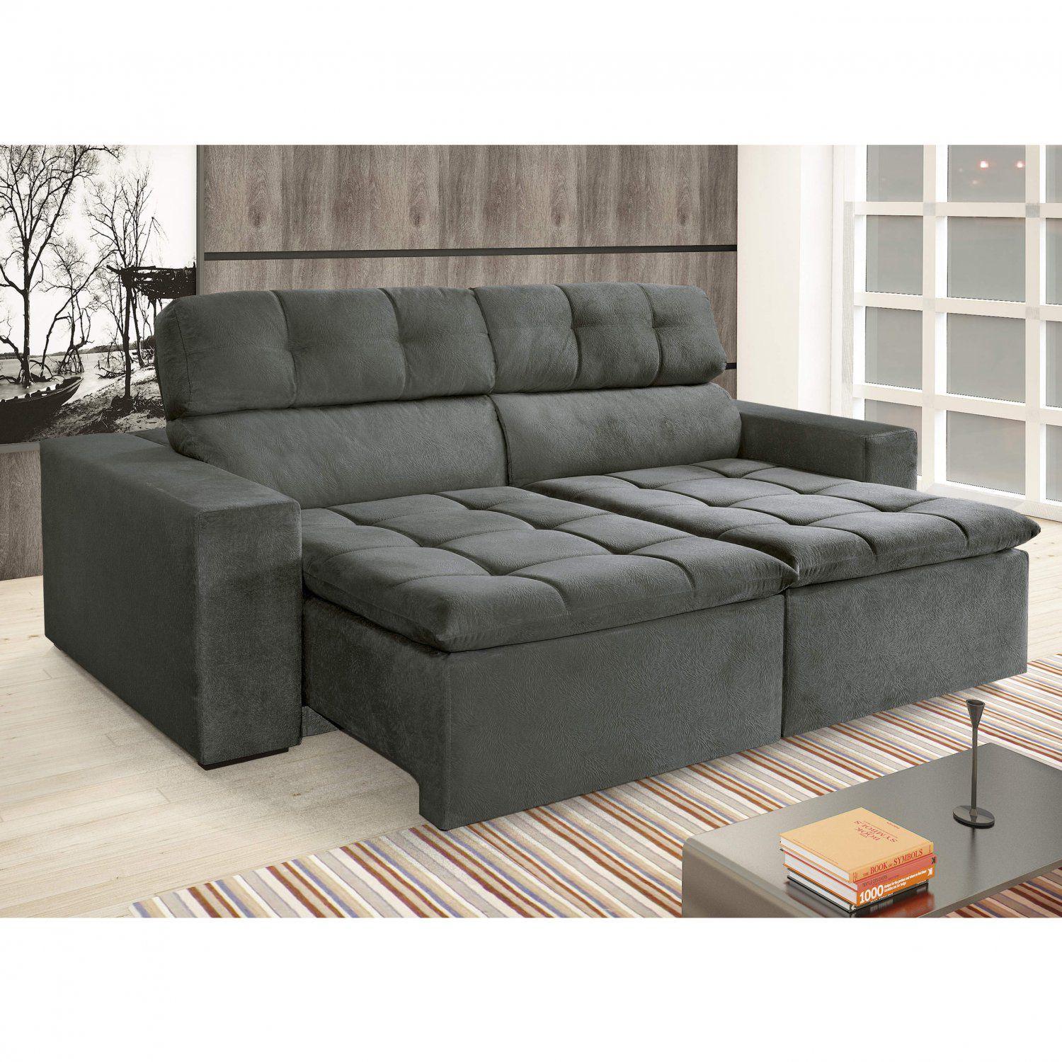 Sofá Retrátil 3 Lugares Siena Móveis Cinza Sofás Magazine Luiza