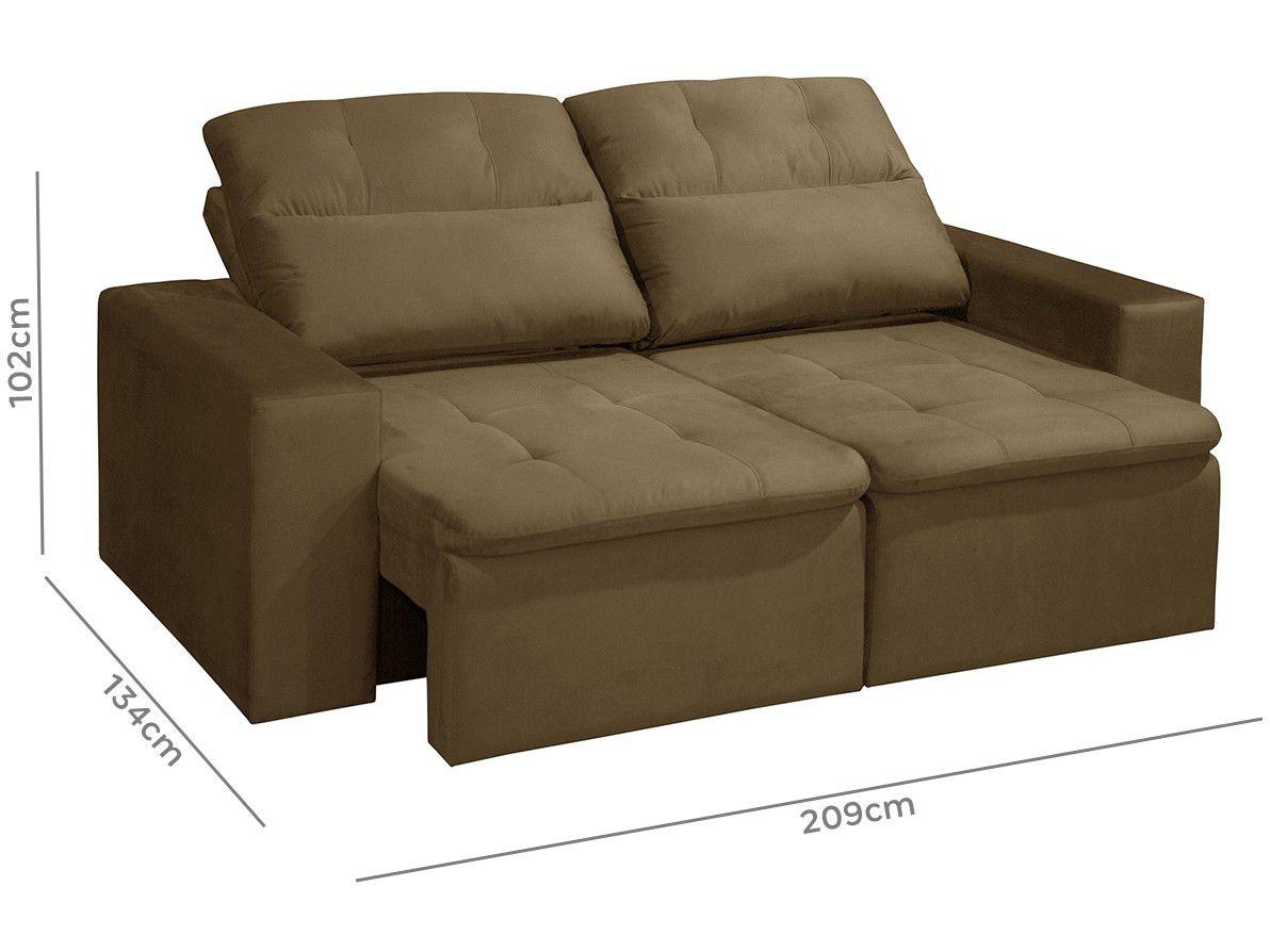 Sofá Retrátil e Reclinável 3 Lugares Agatha Gralha Azul Sofás