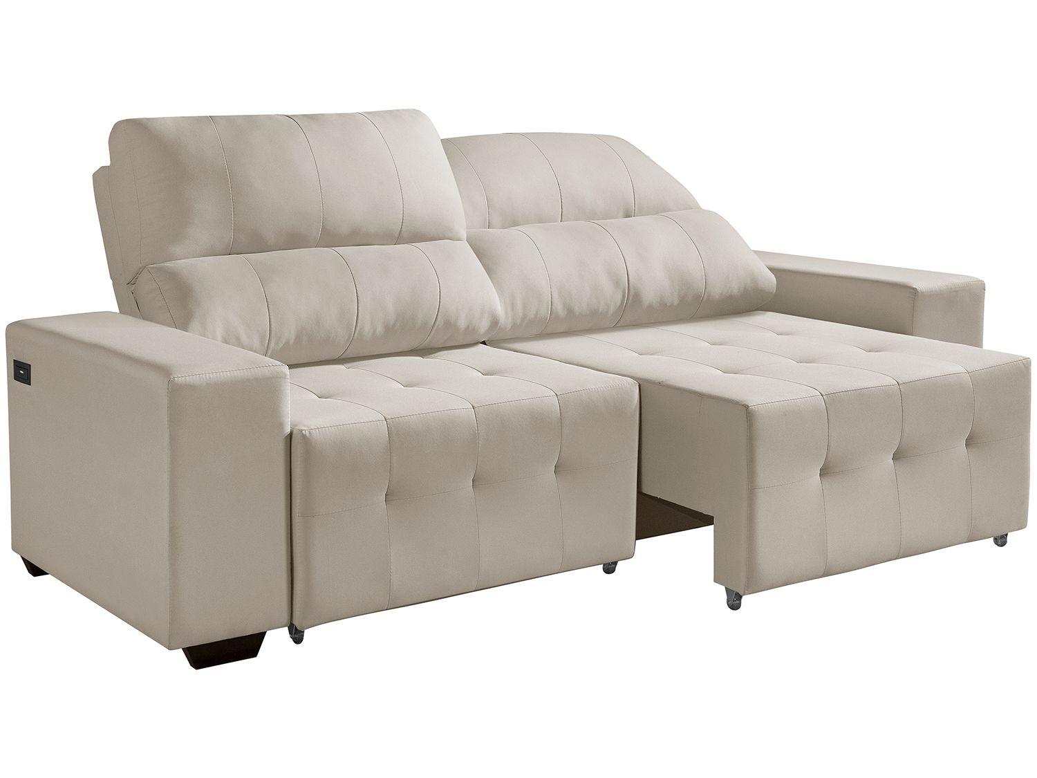 Sofá Retrátil e Reclinável 3 Lugares Suede Connect Reta Moderna