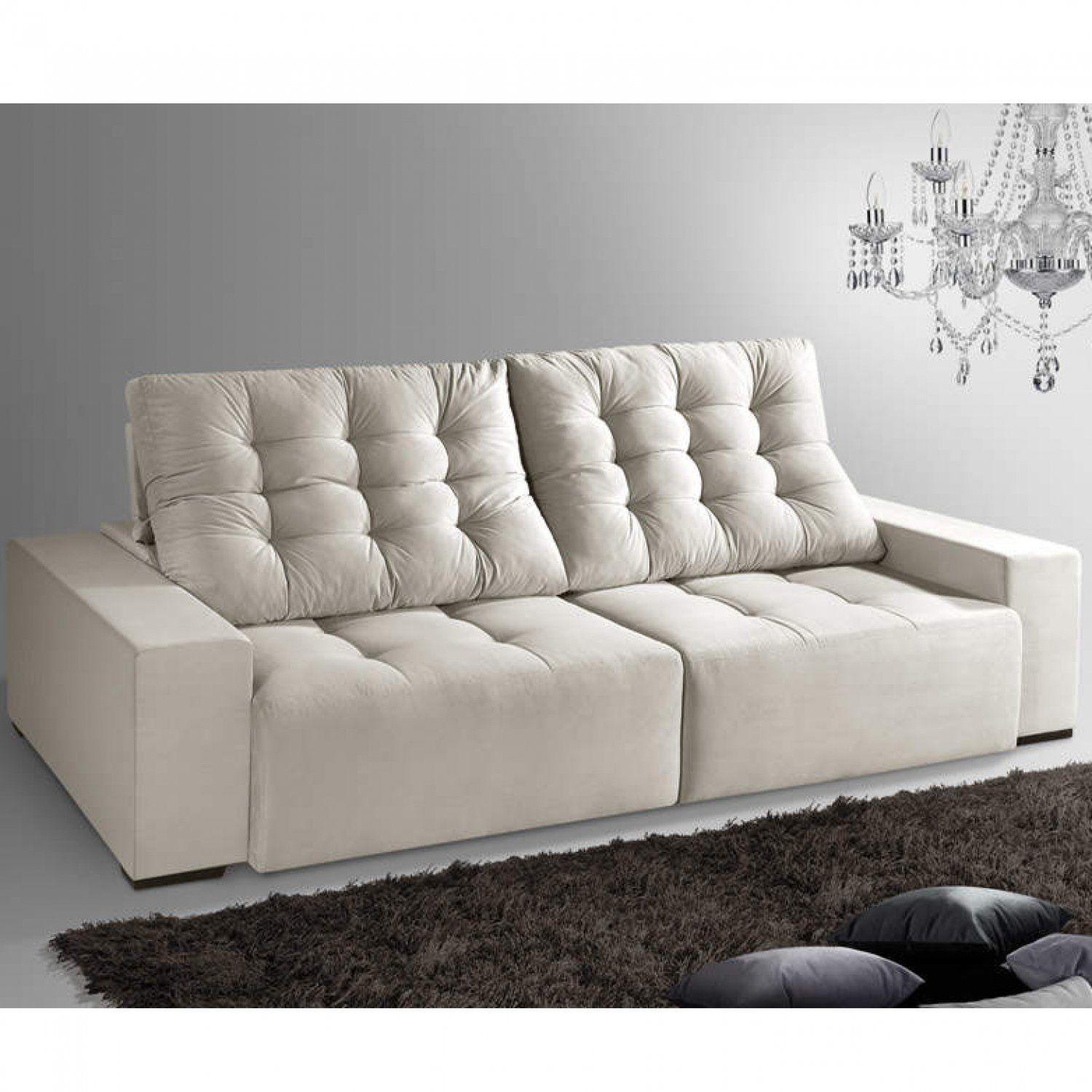 Sofá Retrátil e Reclinável 3 Lugares Tratto Voltolini Estofados Bege