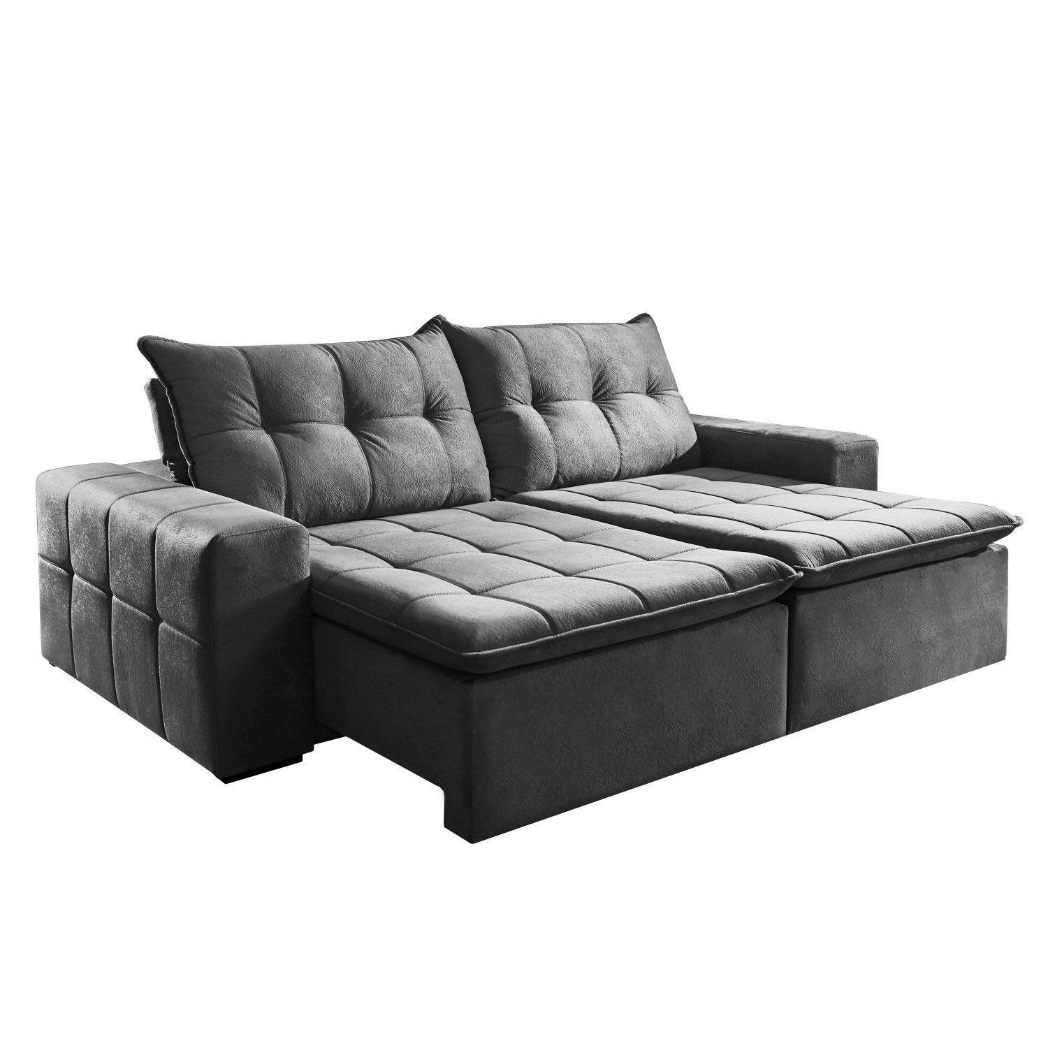 Sofá Retrátil e Reclinável 4 Lugares Espresso Móveis Cinza Sofá 4