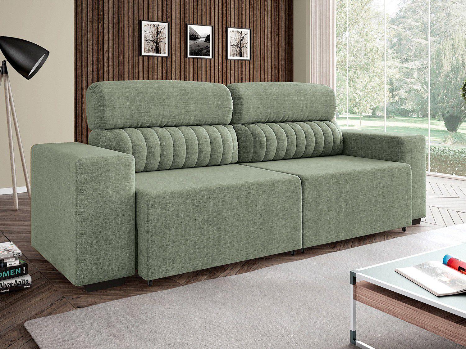 Sofá Retrátil e Reclinável 4 Lugares Revestimento Suede Elite Style