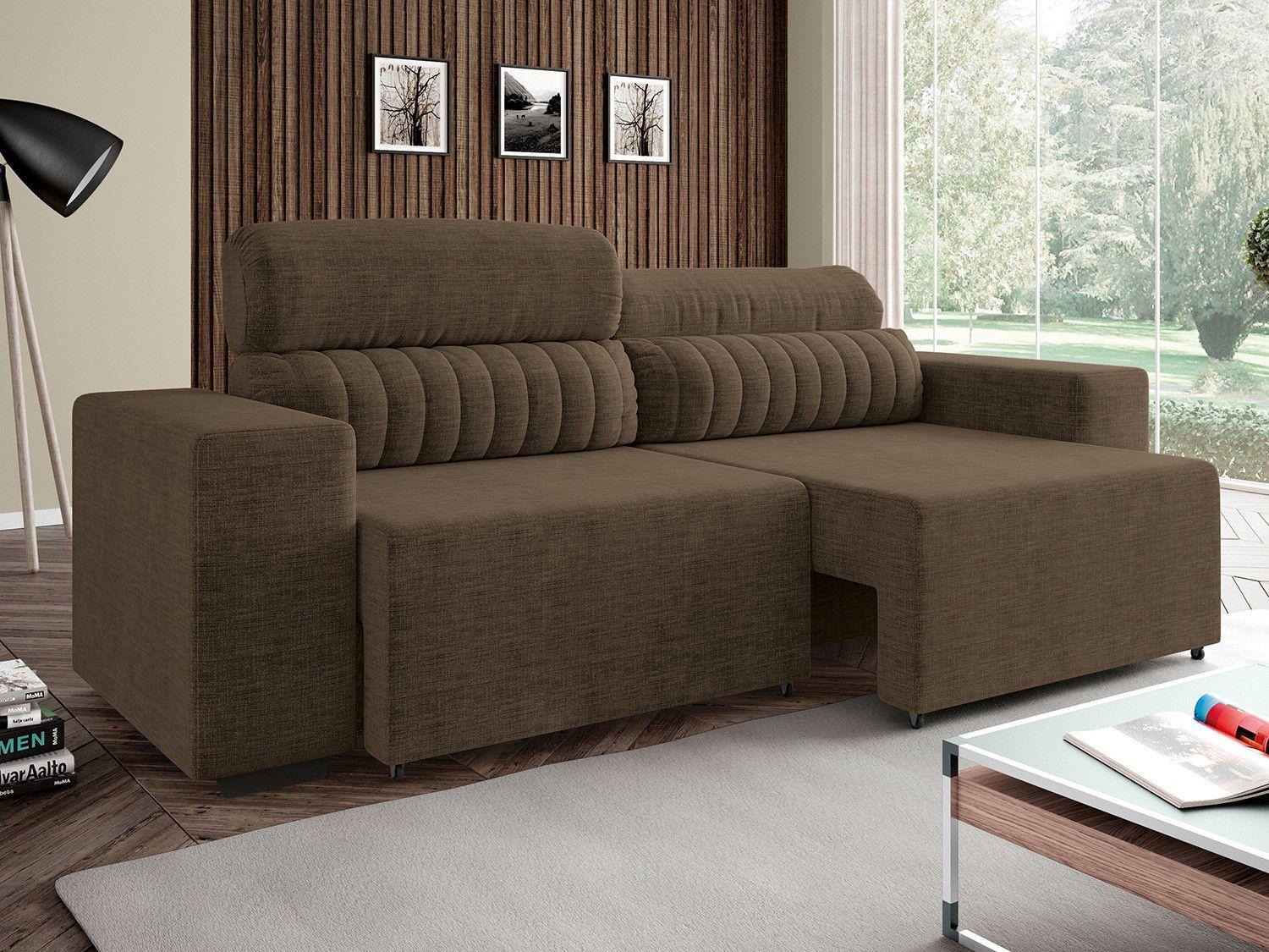 Sofá Retrátil e Reclinável 4 Lugares Revestimento Suede Elite Style