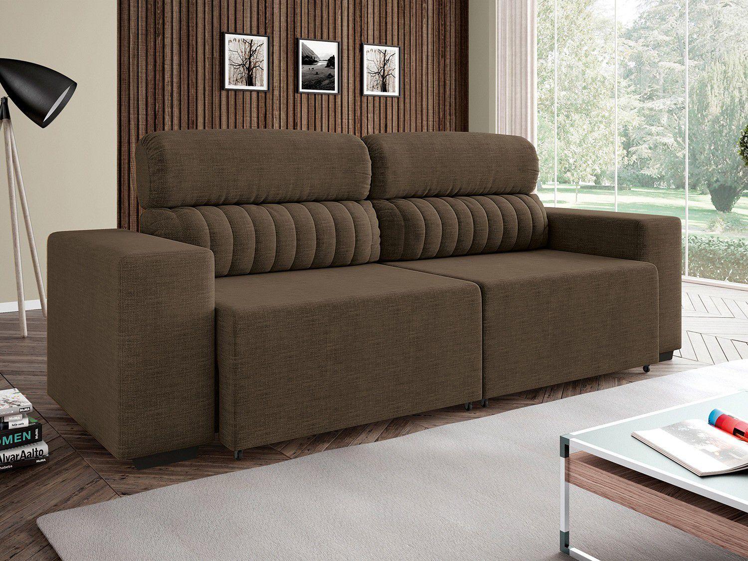 Sofá Retrátil e Reclinável 4 Lugares Revestimento Suede Elite Style