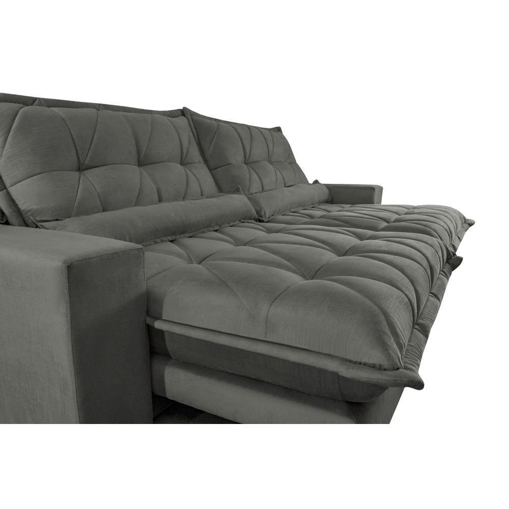 Sofa Retrátil e Reclinável com Molas Ensacadas Cama inBox Soft 2,12 Mts Tecido Suede Cinza ...