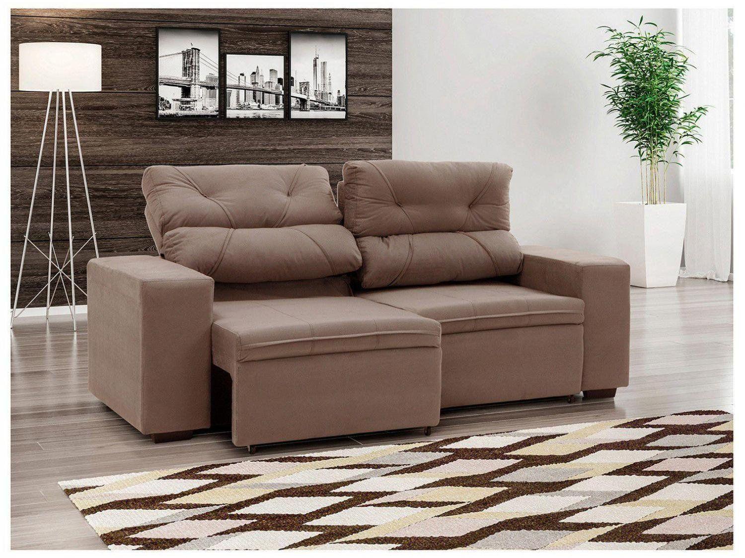 Sofá Retrátil Reclinável 3 Lugares Suede