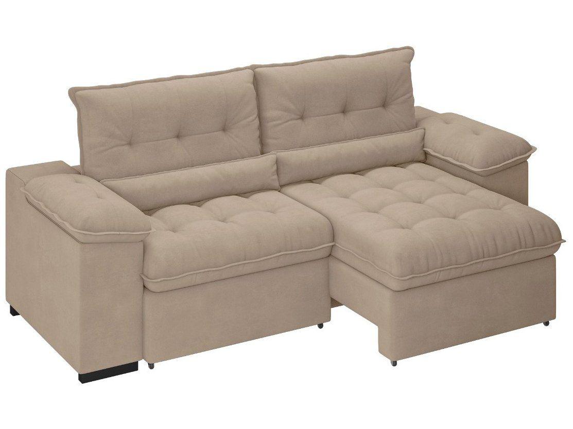 Sofá Retrátil Reclinável 3 Lugares Suede Veludo