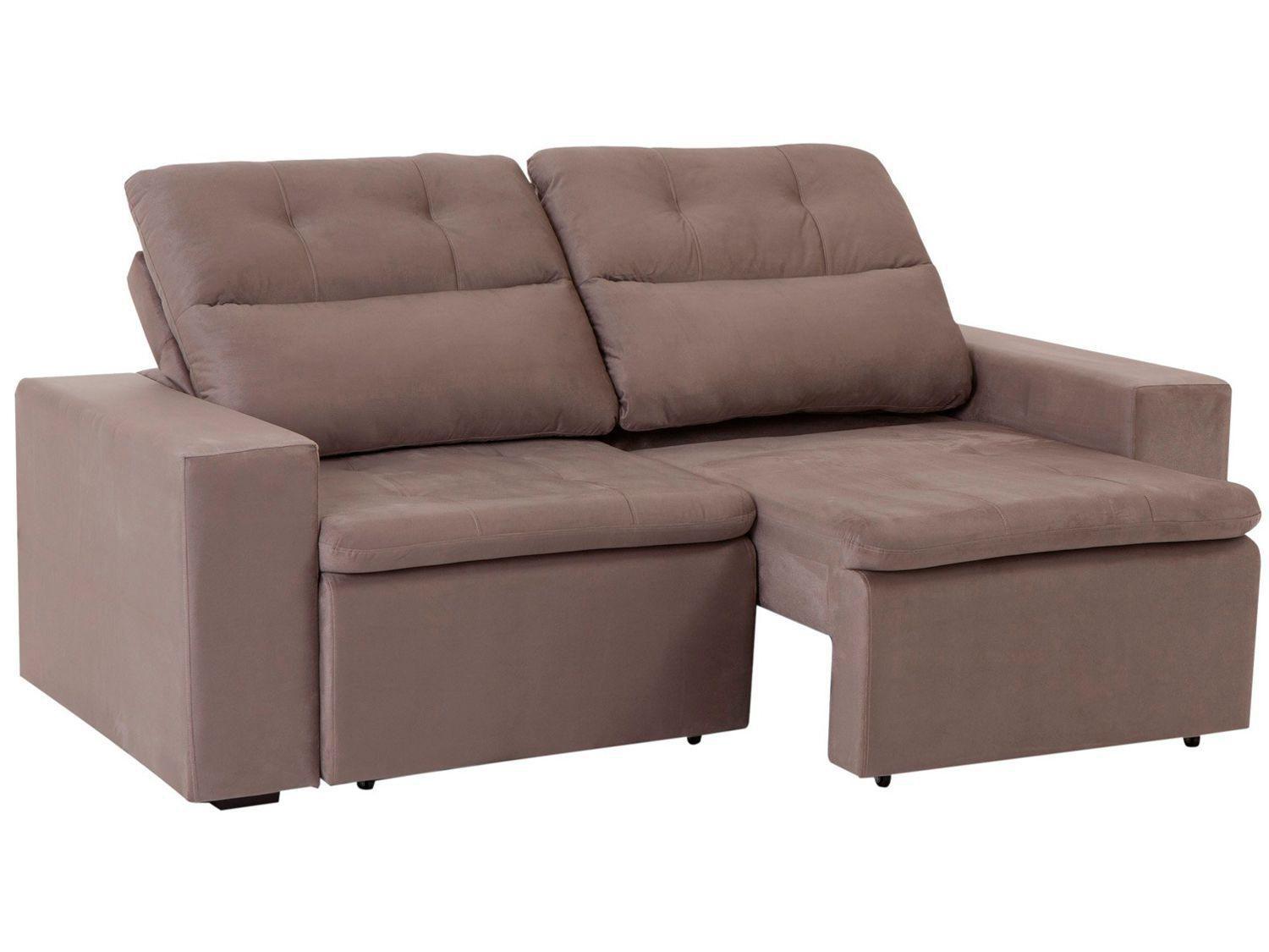 Sofá Retrátil Reclinável 3 Lugares Veludo Agatha Gralha Azul Sofá 3