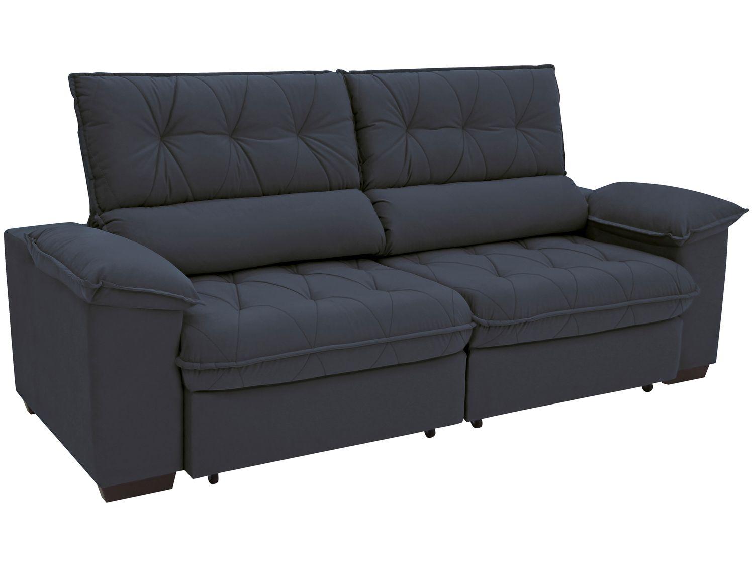 Sofá Retrátil Reclinável 4 Lugares Suede Hannover