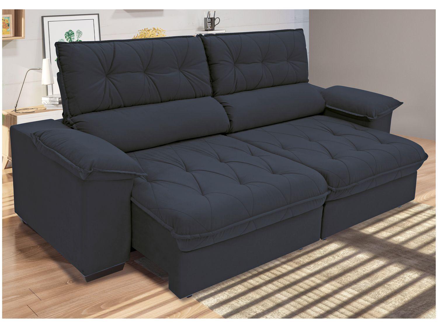 Sofá Retrátil Reclinável 4 Lugares Suede Hannover