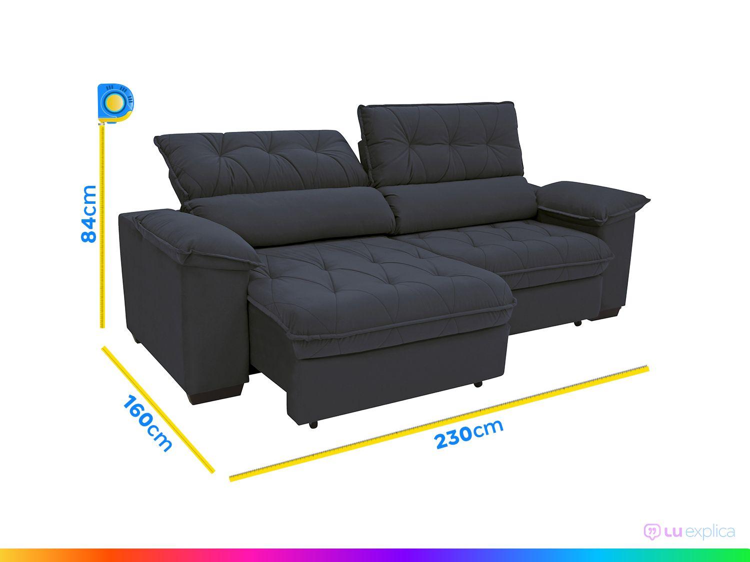 Sofá Retrátil Reclinável 4 Lugares Suede Hannover