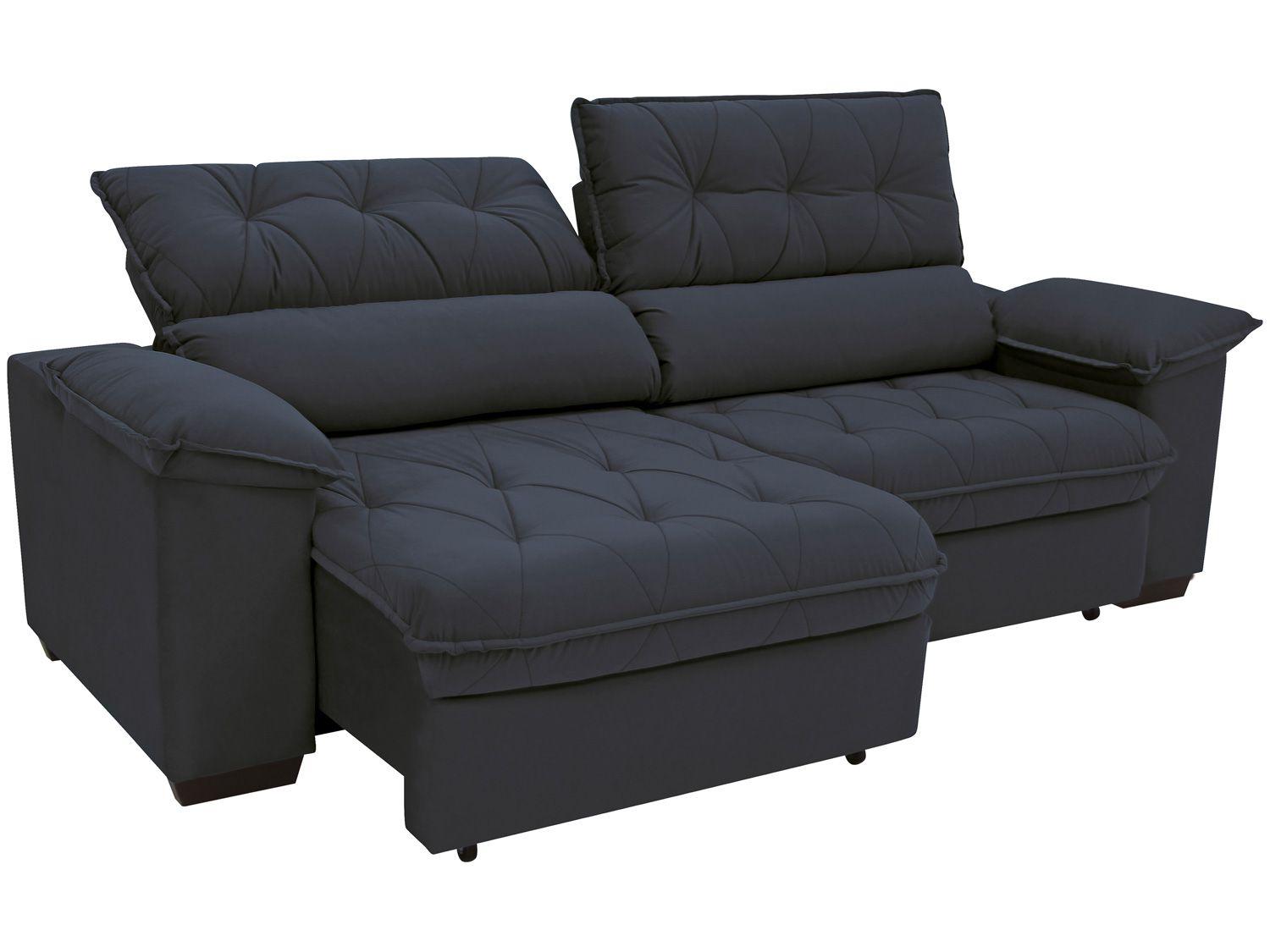 Sofá Retrátil Reclinável 4 Lugares Suede Hannover