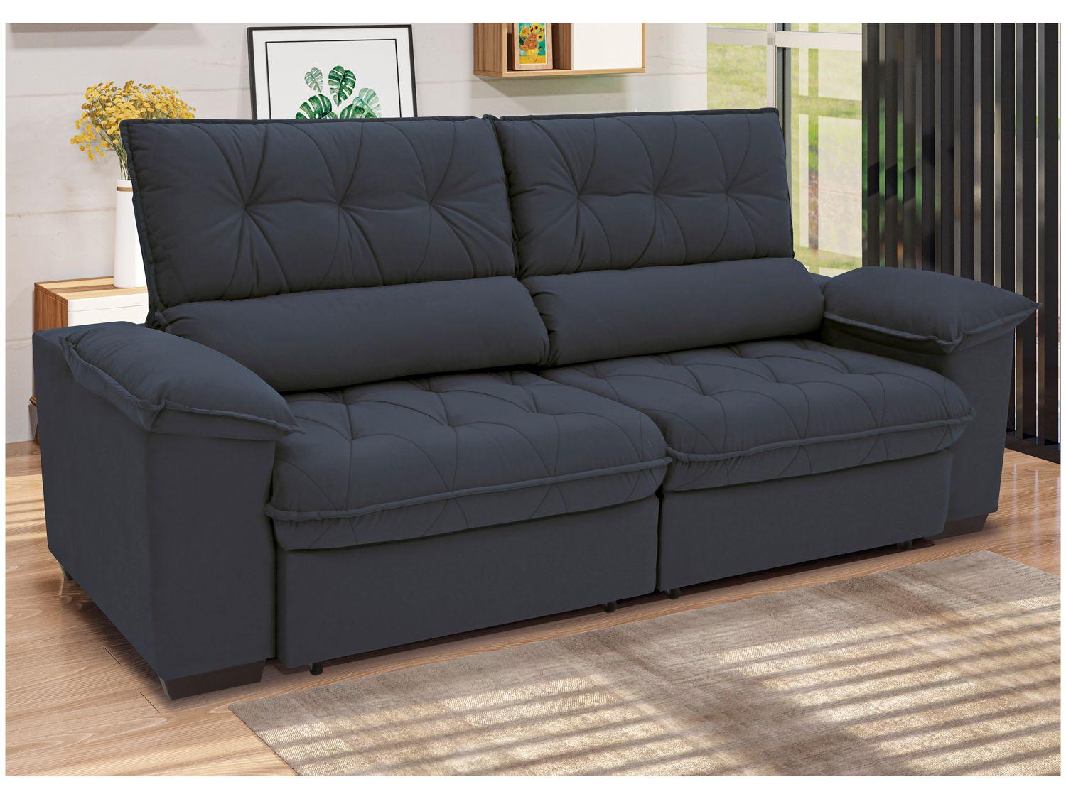 Sofá Retrátil Reclinável 4 Lugares Suede Hannover