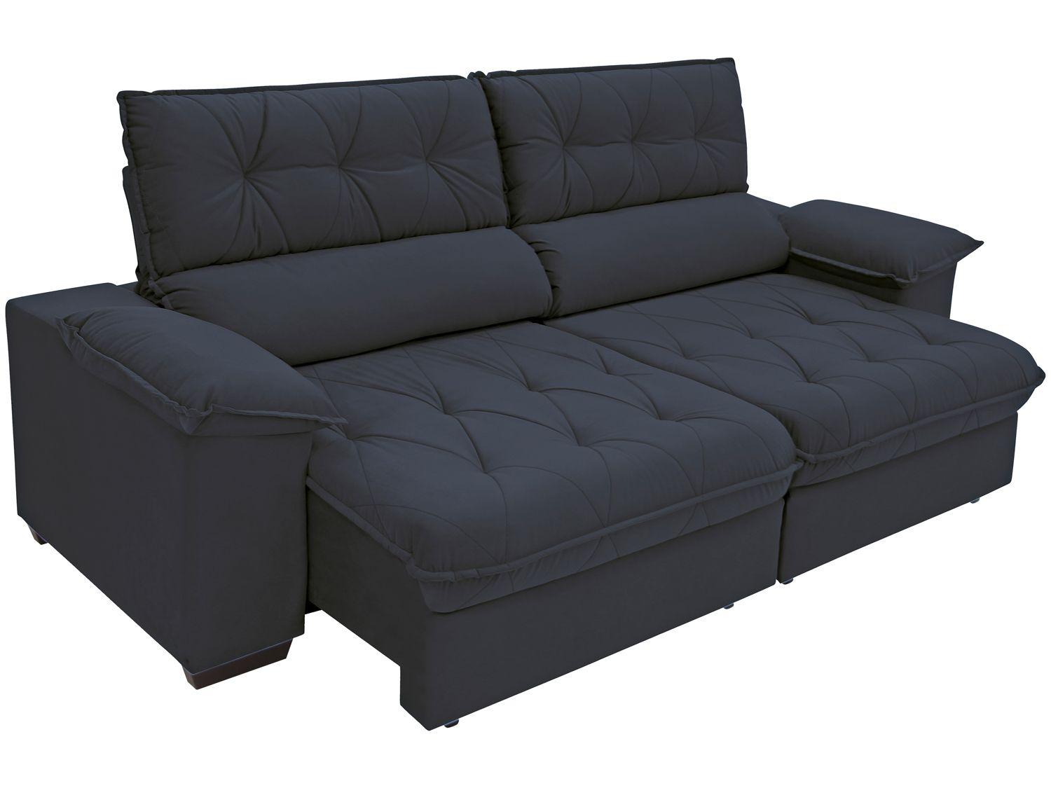 Sofá Retrátil Reclinável 4 Lugares Suede Hannover