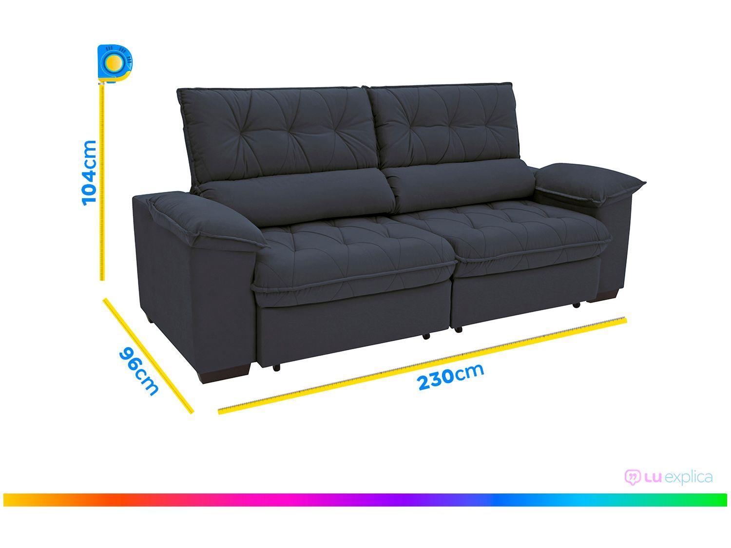 Sofá Retrátil Reclinável 4 Lugares Suede Hannover